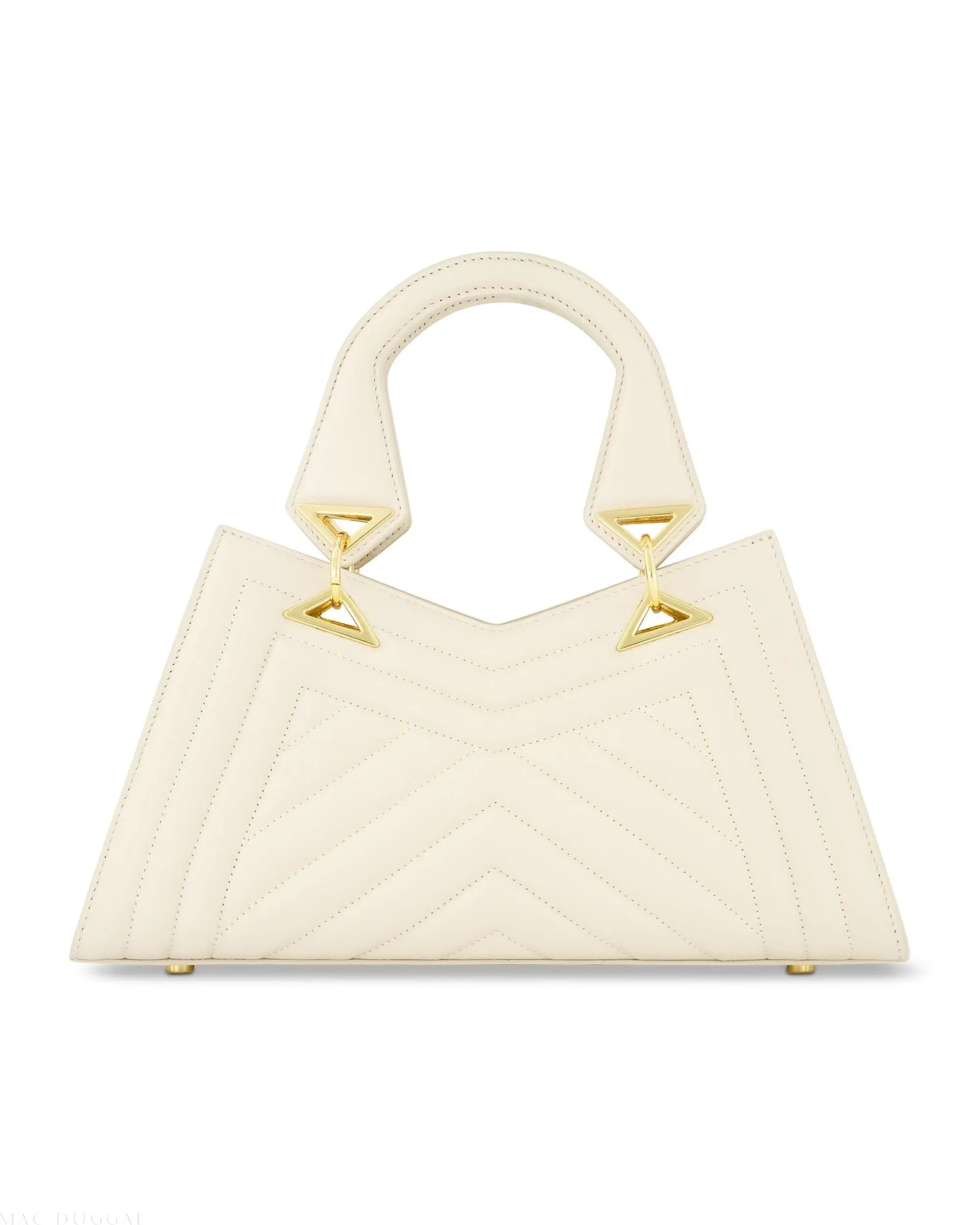 White Quilted Napa Leather Angular Handbag - Mac Duggal