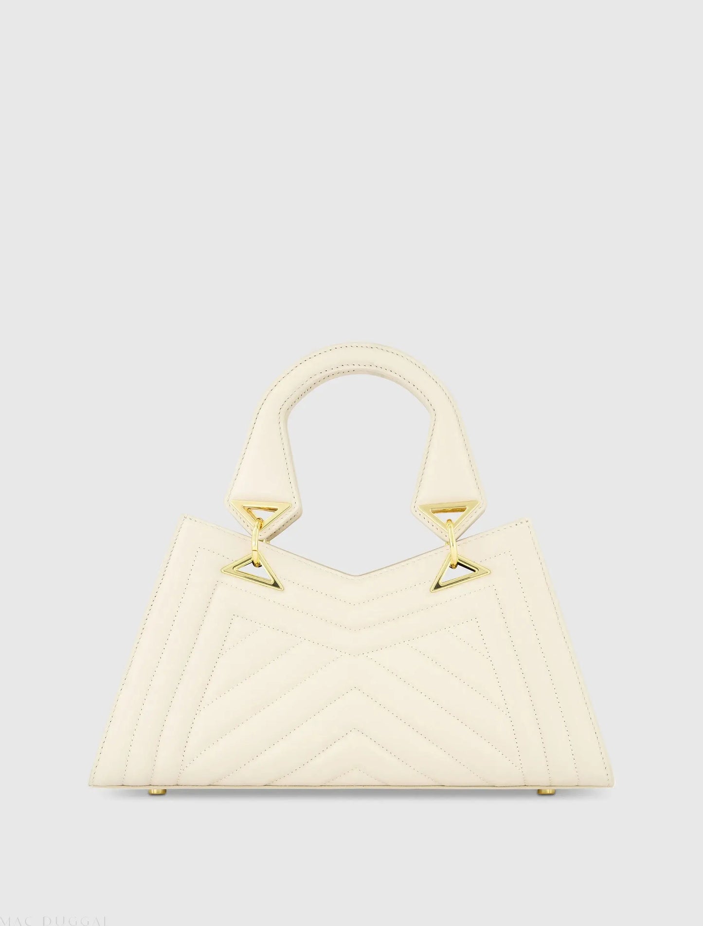 White Quilted Napa Leather Angular Handbag - Mac Duggal