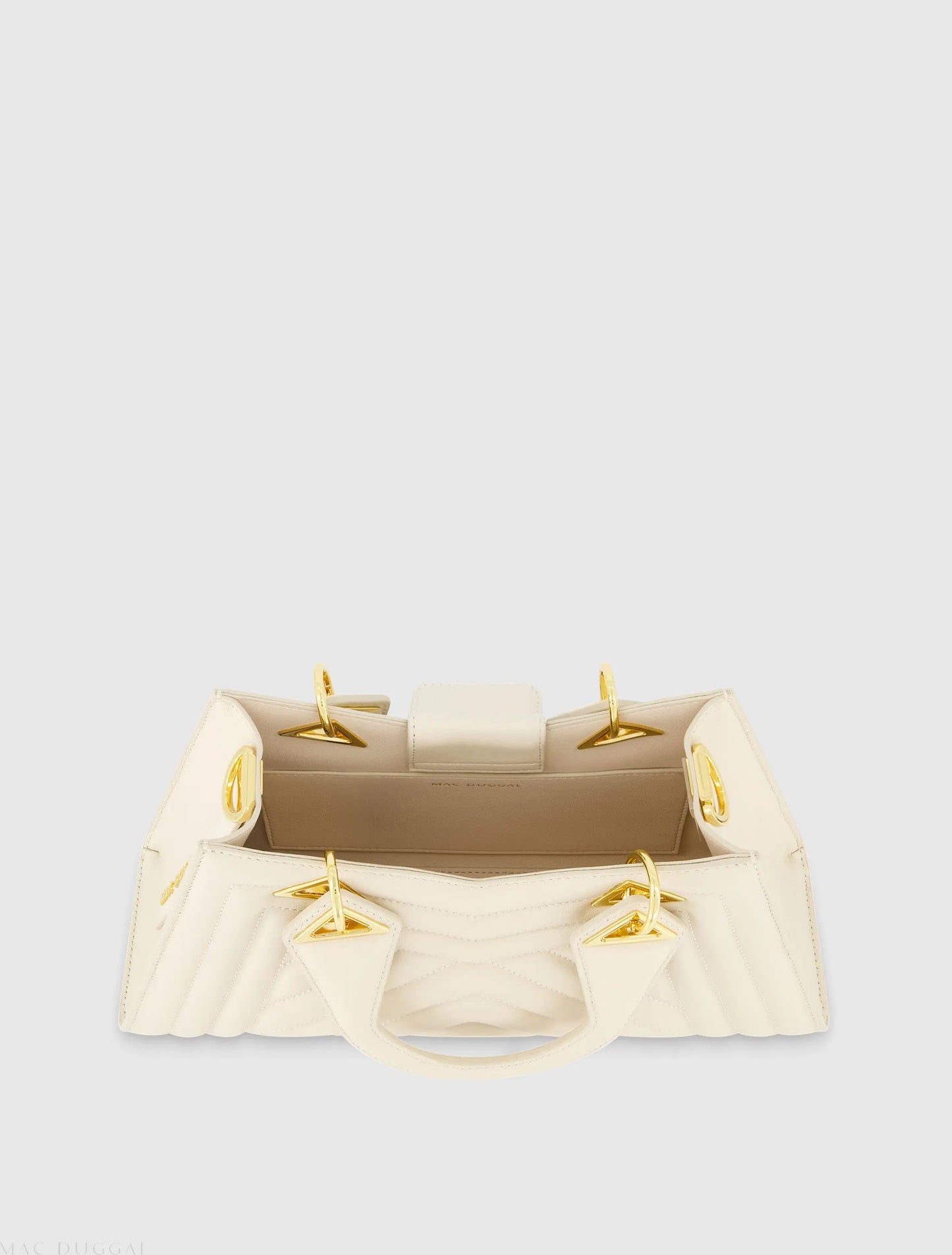 White Quilted Napa Leather Angular Handbag - Mac Duggal