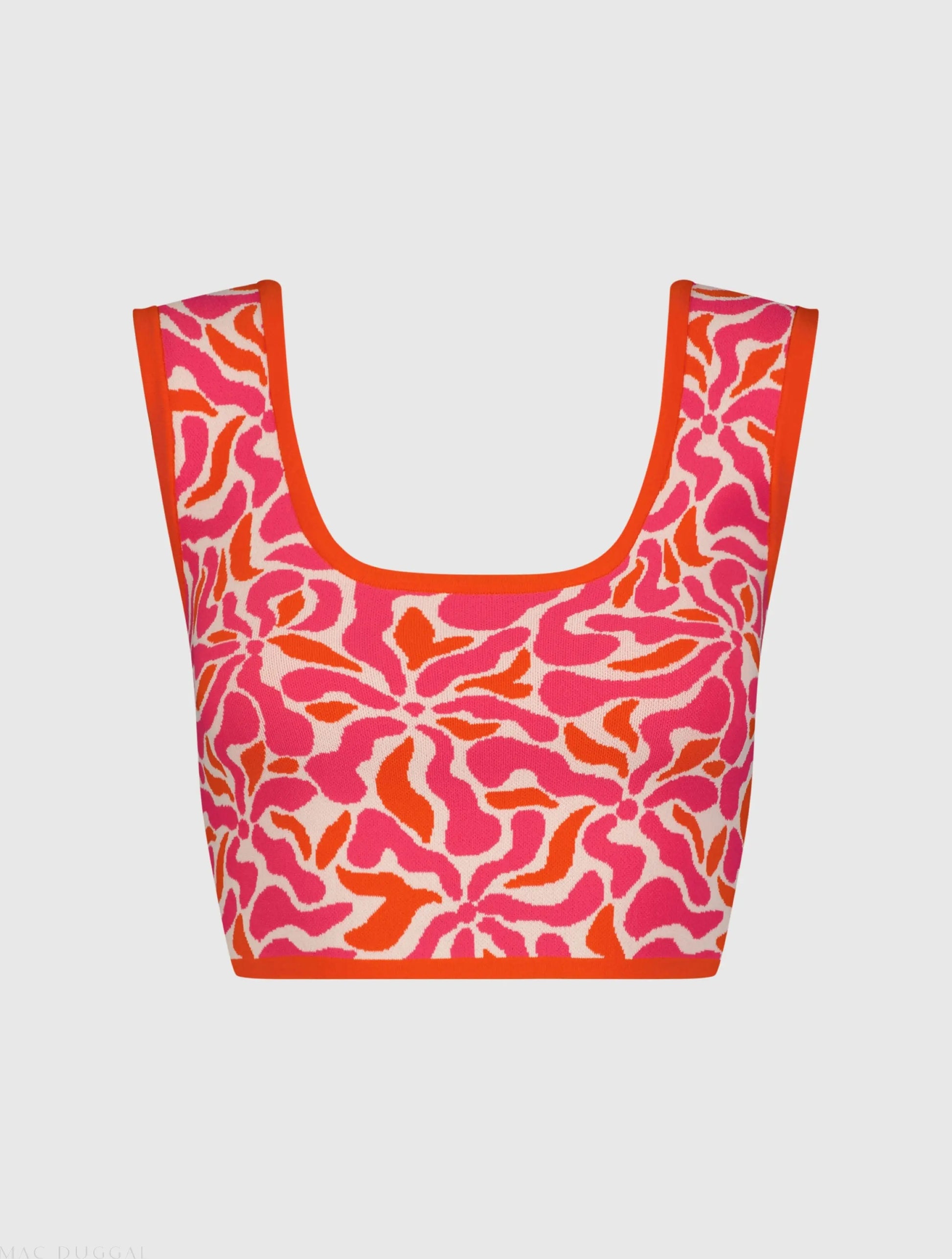 Multicolor Sleeveless Floral Knit Cropped Tank Top - FINAL SALE - Mac Duggal