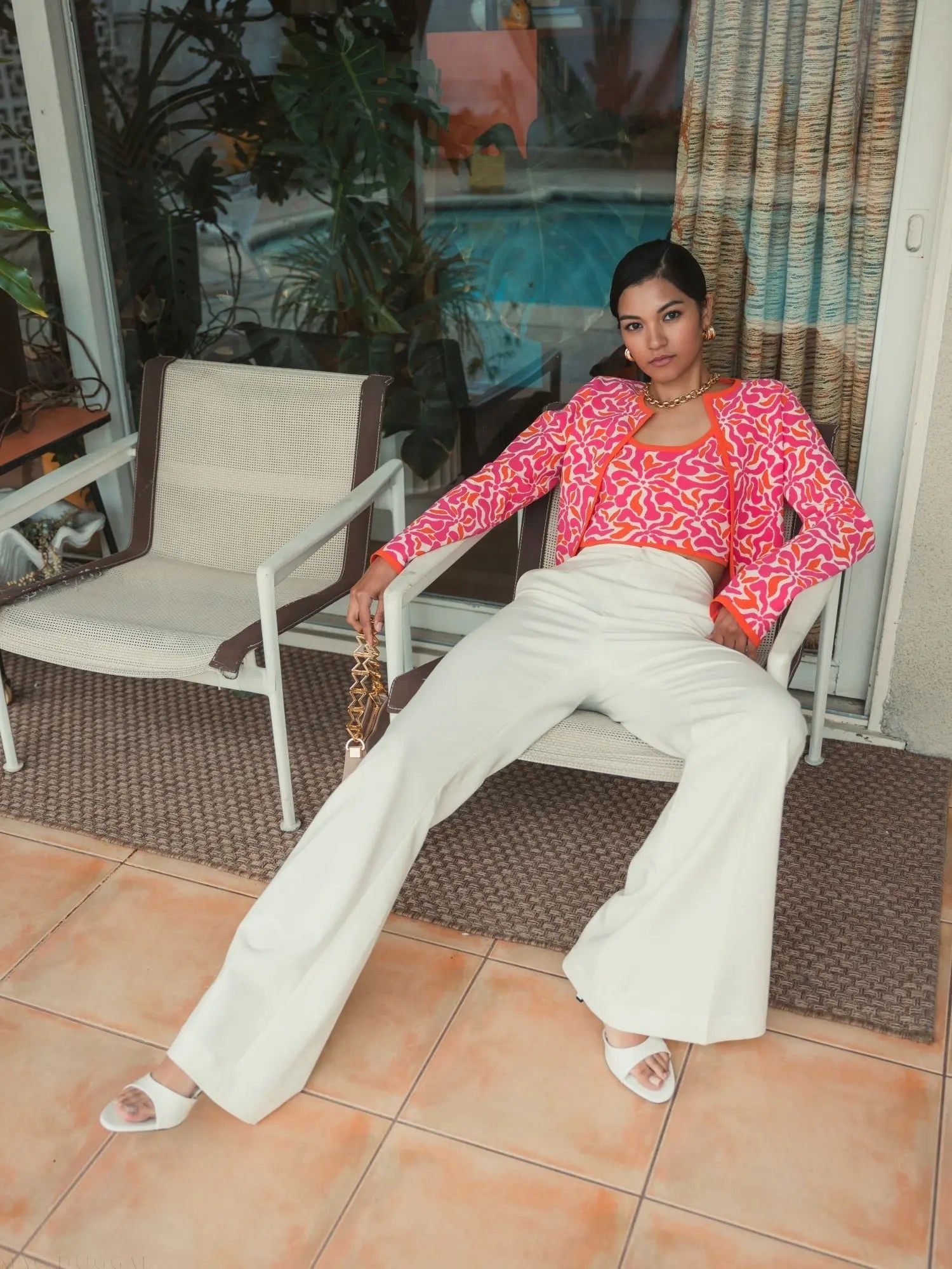 Multicolor Sleeveless Floral Knit Cropped Tank Top - FINAL SALE - Mac Duggal