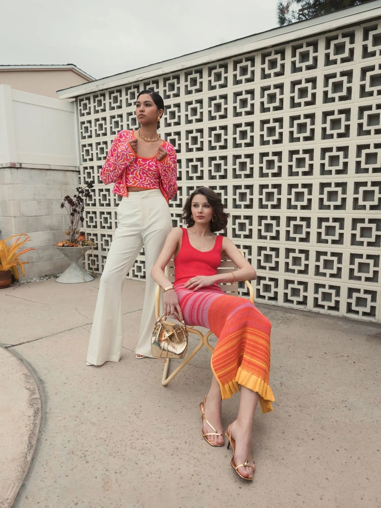 Multicolor Sleeveless Floral Knit Cropped Tank Top - FINAL SALE - Mac Duggal