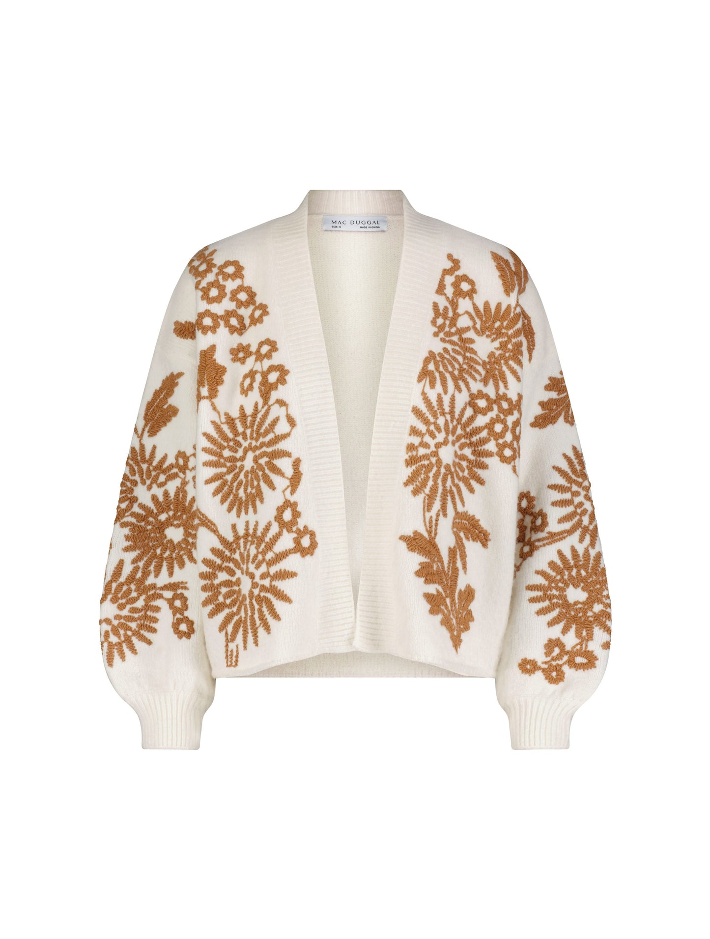 Cardigan de malha curta com detalhes florais