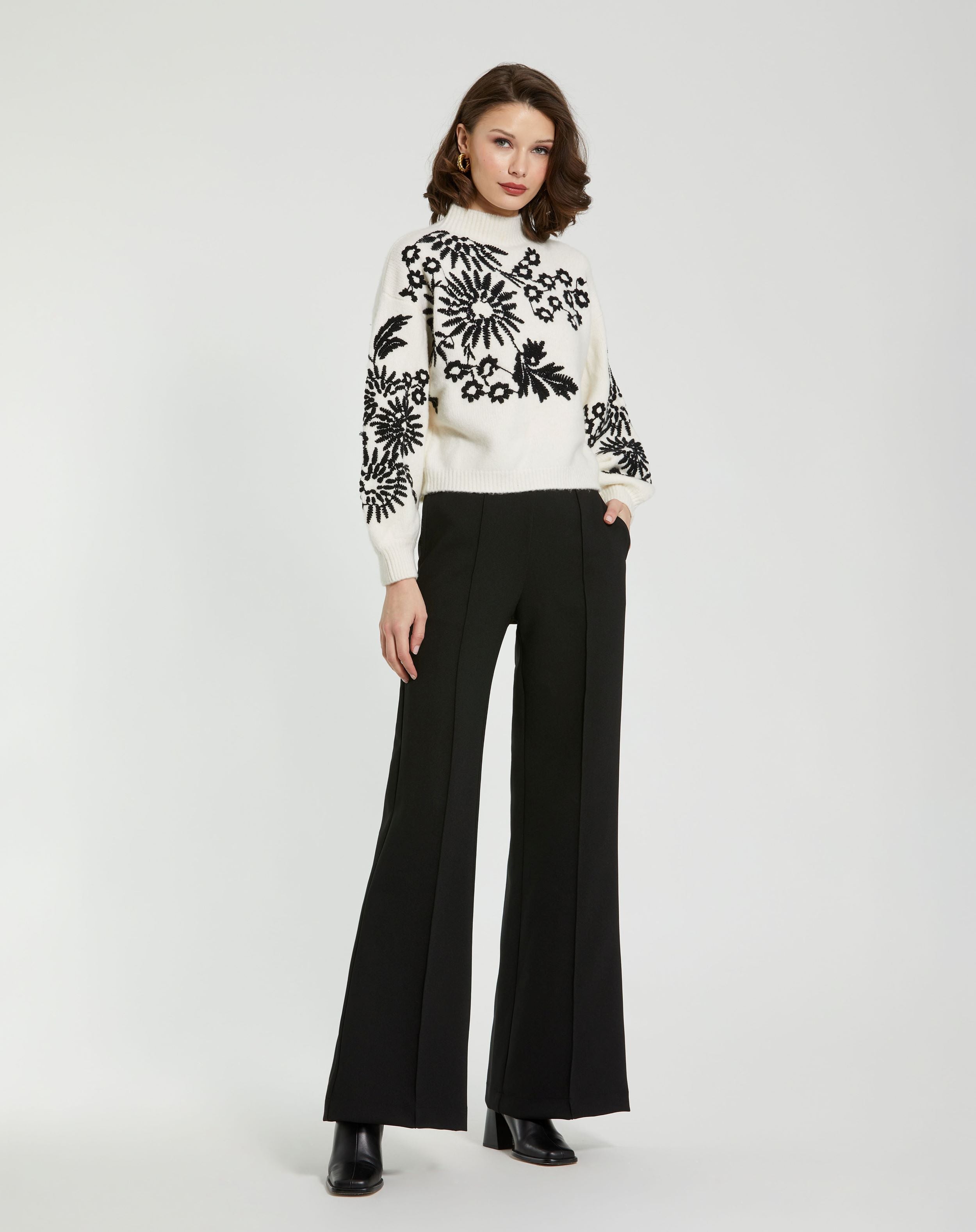 Classic Crepe Wide Leg High Waisted Trouser Pant