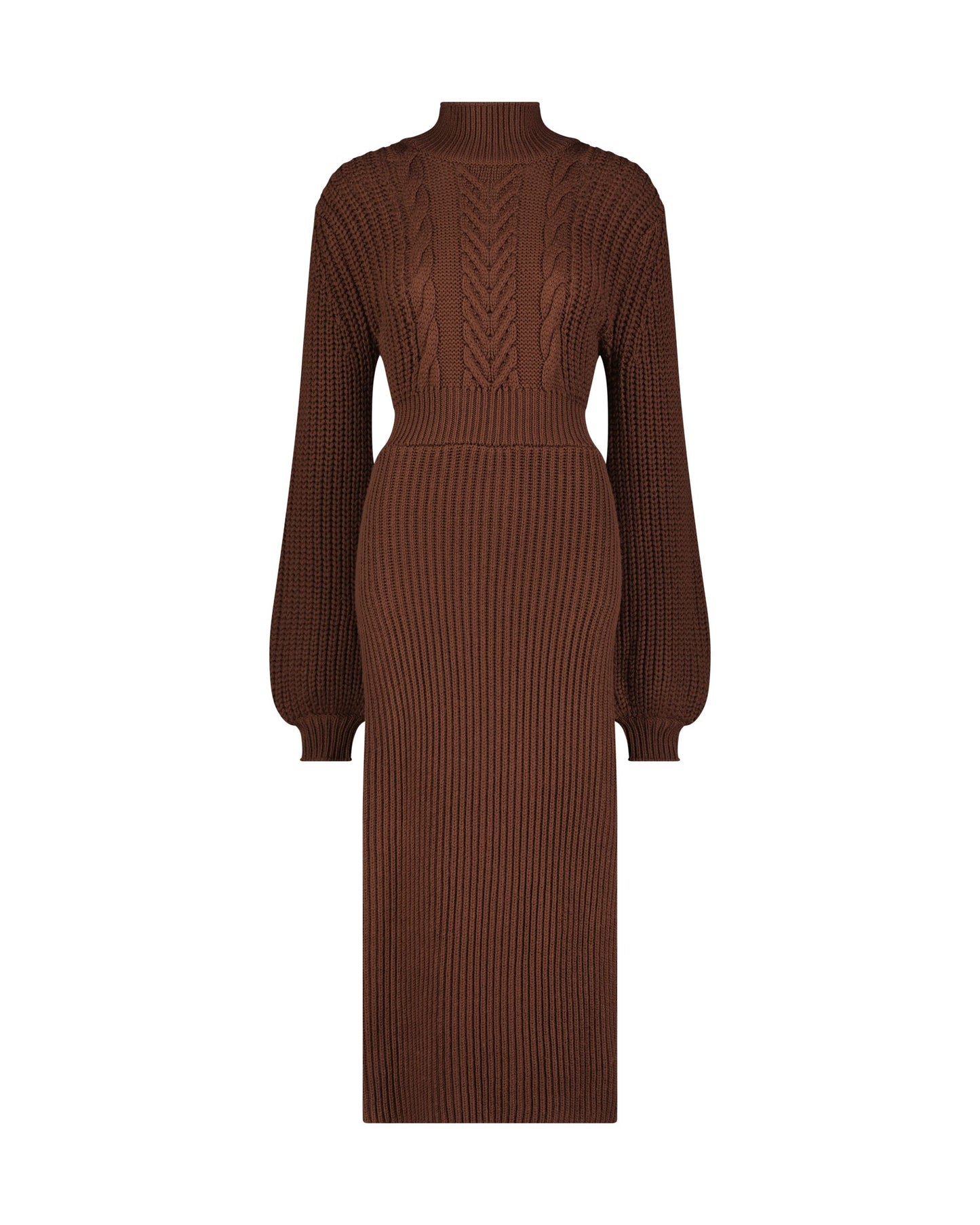 Long Sleeve Turtle Neck Knit Midi Dress