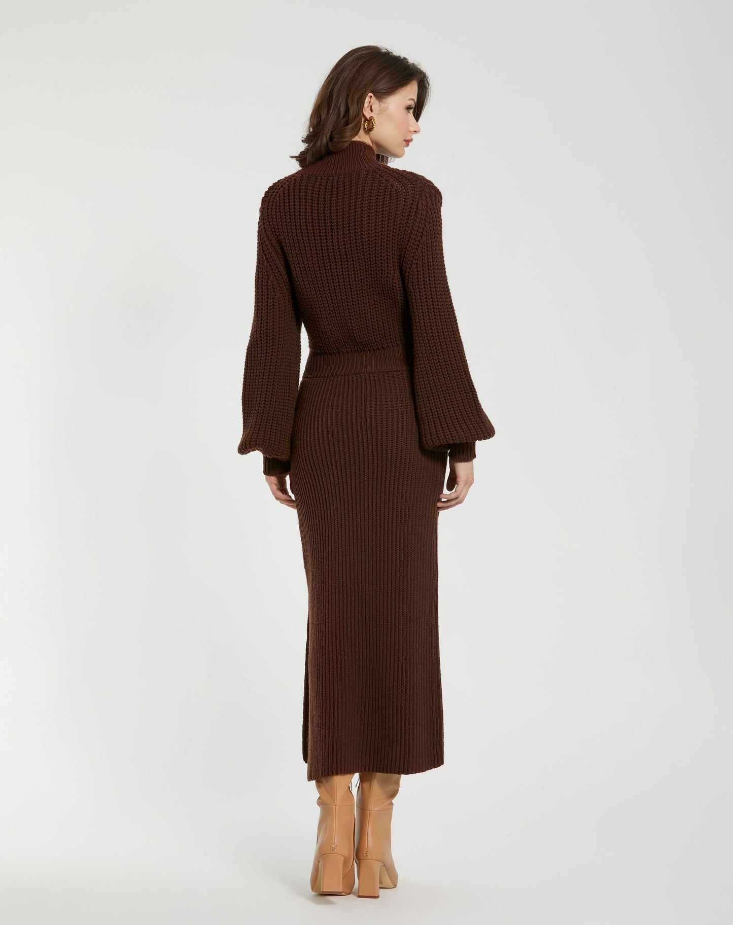 Long Sleeve Turtle Neck Knit Midi Dress