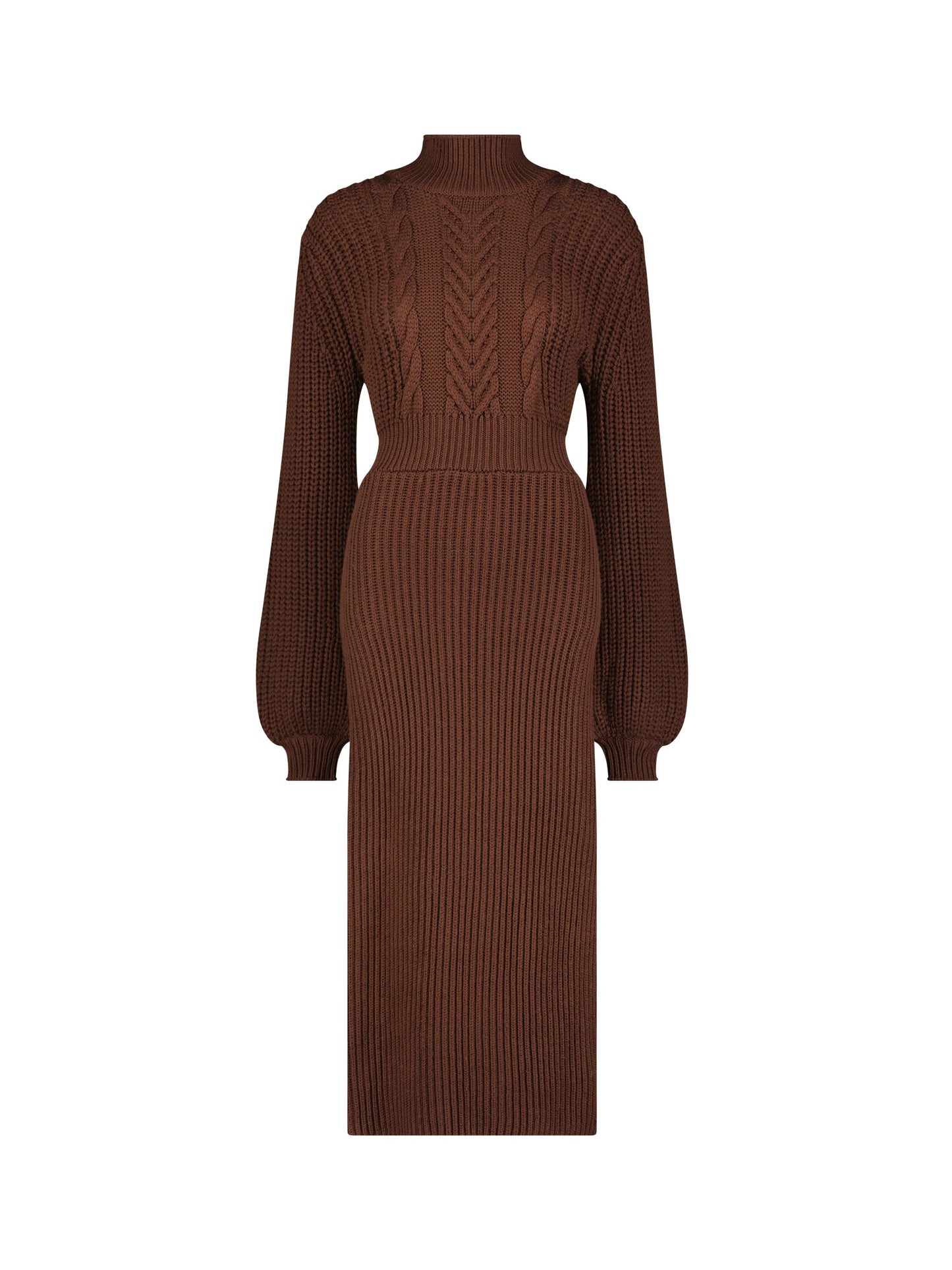 Long Sleeve Turtle Neck Knit Midi Dress