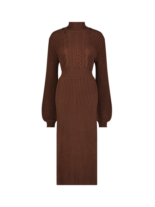 Long Sleeve Turtle Neck Knit Midi Dress