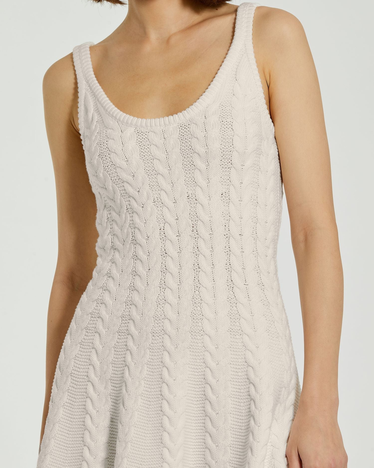 Sleeveless Cable Knit Fit and Flare Mini Tank Dress