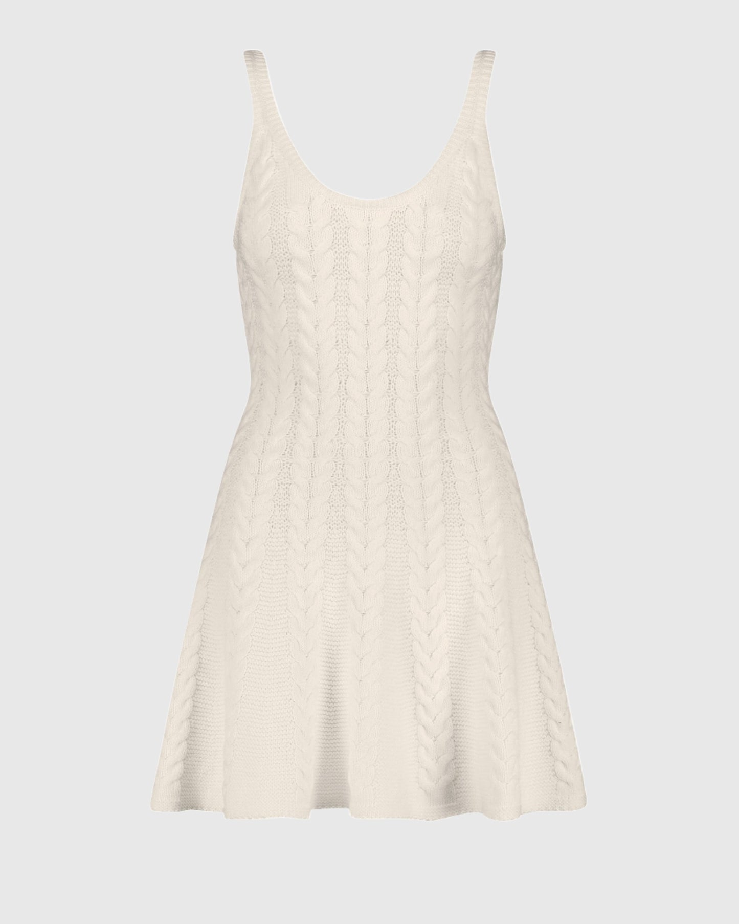 Sleeveless Cable Knit Fit and Flare Mini Tank Dress