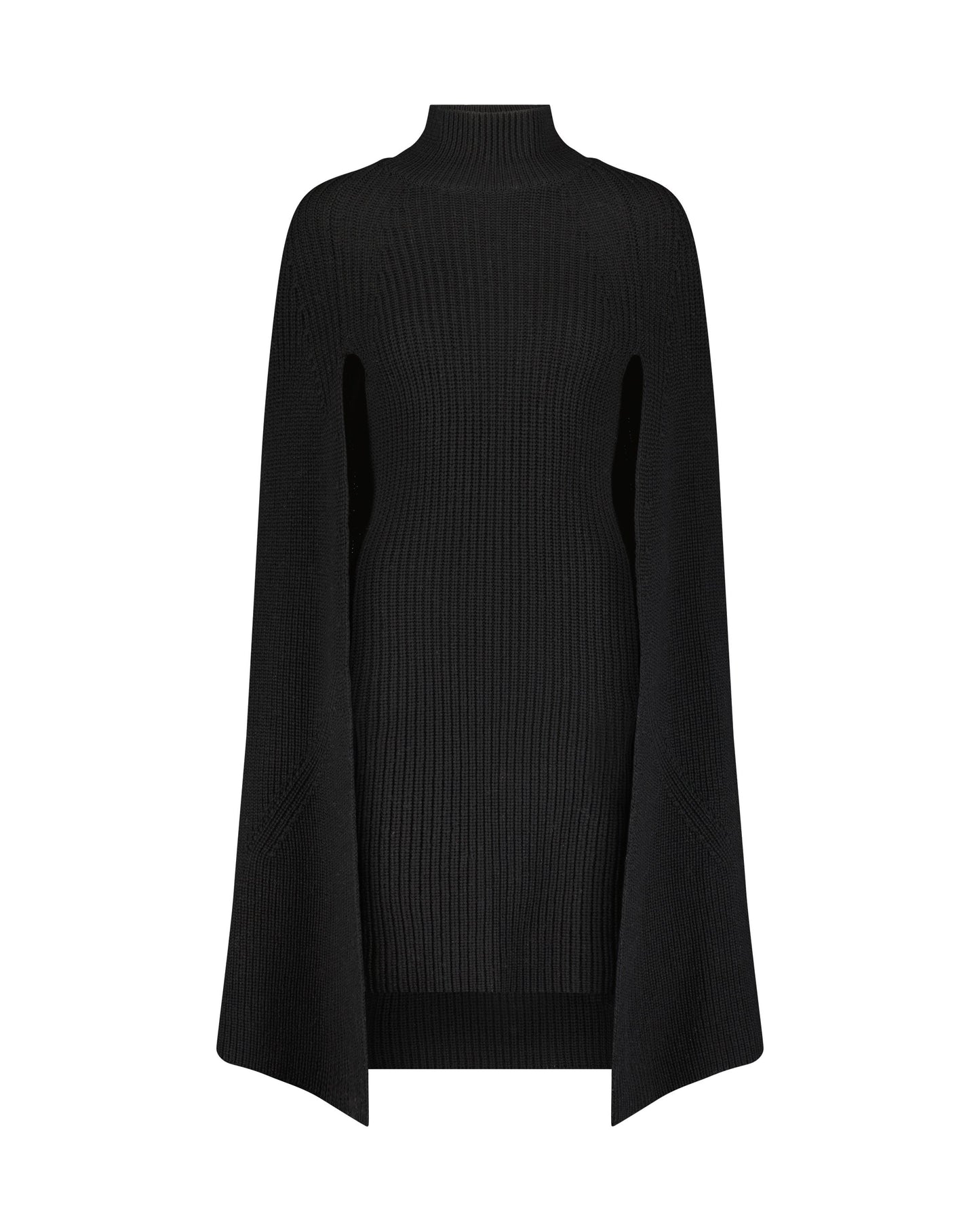 Turtle Neck Knit Cape Mini Dress