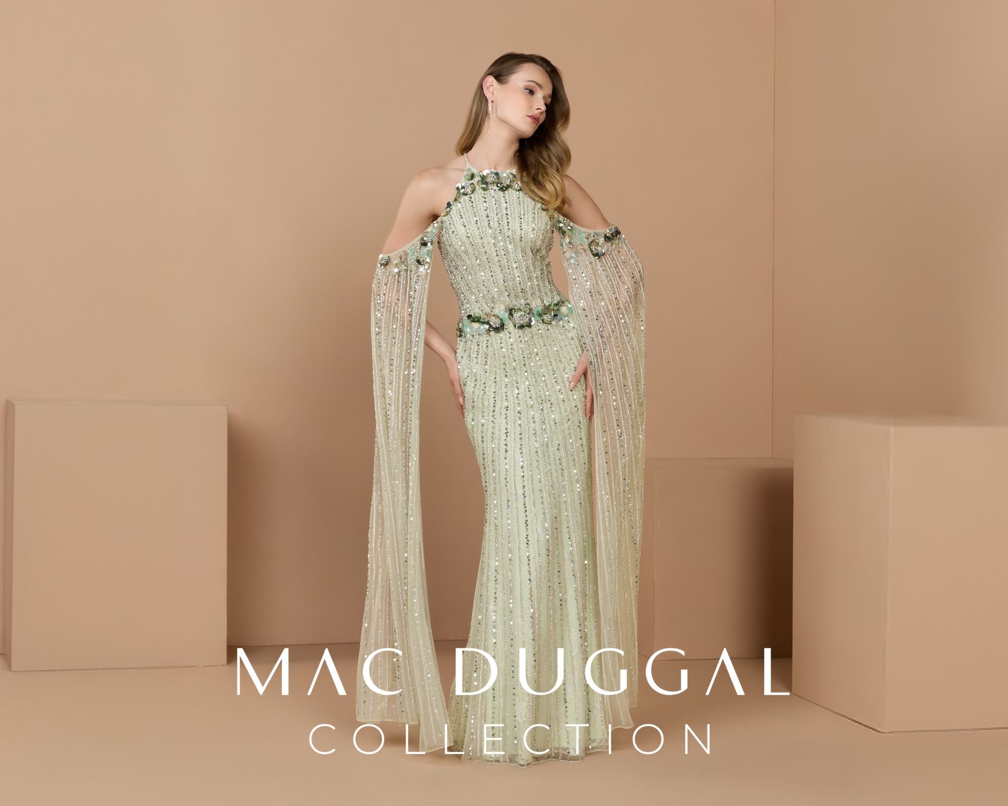 新品⭕️Mac Duggal ビジュー　ビーズ　装飾　チュールロングドレス　希少 Mac Duggal ラグジュアリードレス - イブニングガウン、カクテル