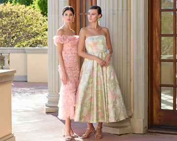 Pink Sleeveless Hand Beaded Floral Midi Dress - Mac Duggal Pink Sleeveless Hand Beaded Floral Midi Dress - Mac Duggal