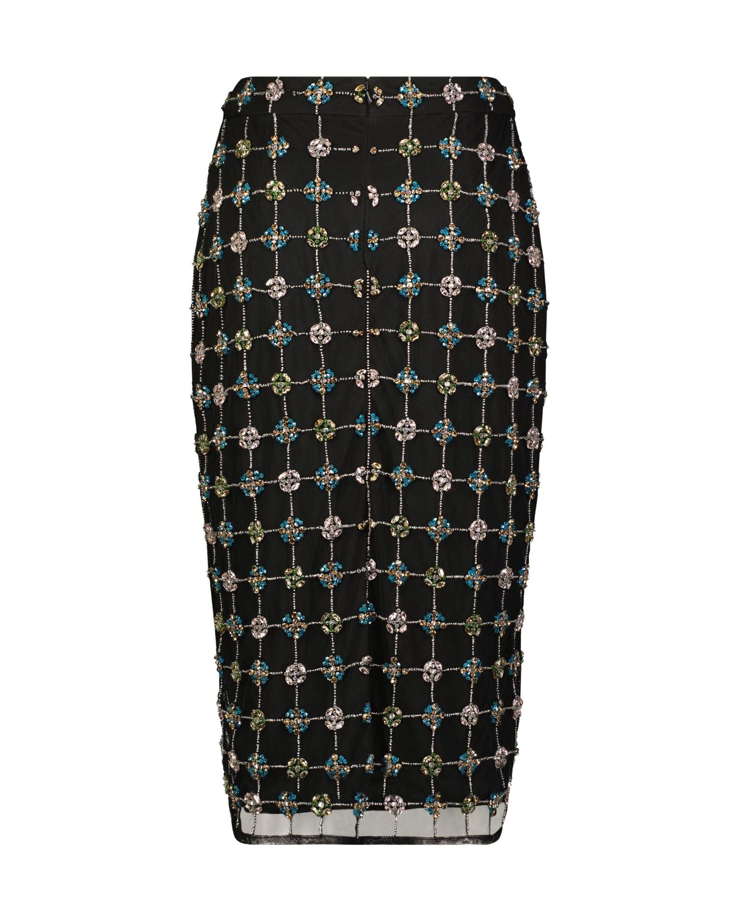 Embellished Geometrical Skirt with Rhinestones