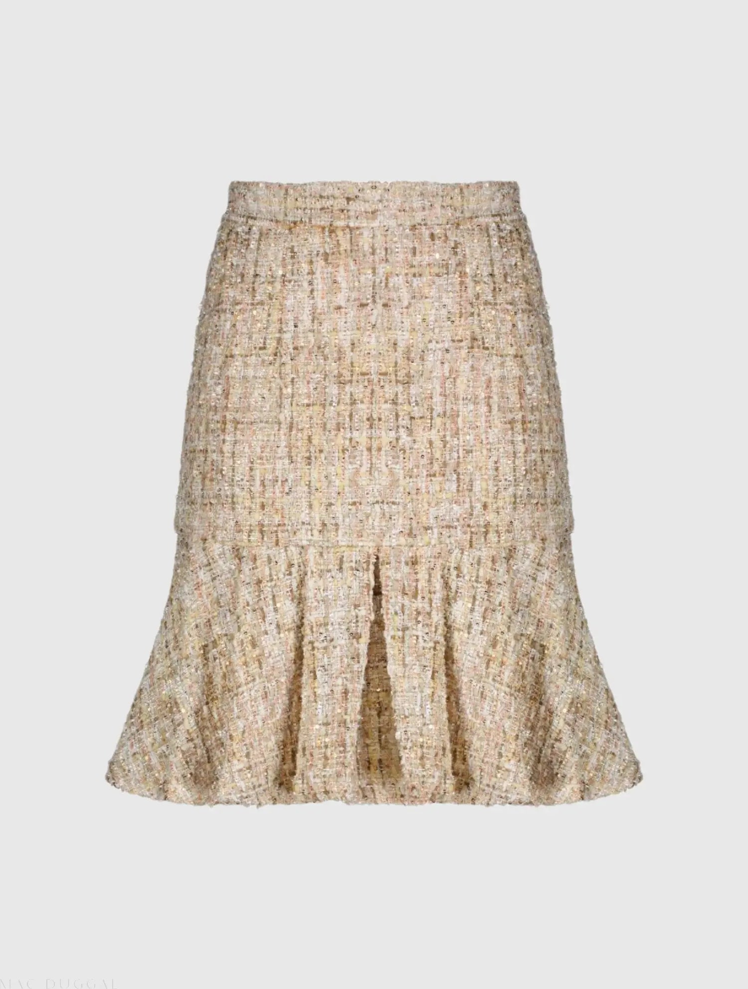 High Waist Box Pleat Boucle Mini Skirt - Mac Duggal