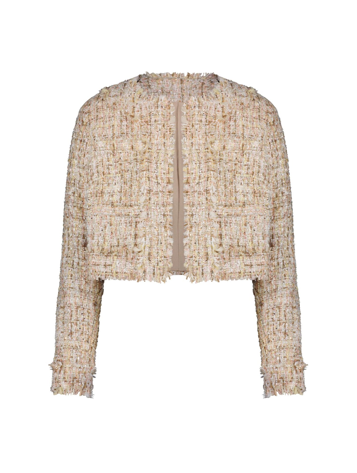 Long Sleeve Cropped Boucle Jacket