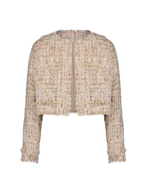 Long Sleeve Cropped Boucle Jacket