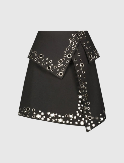 Crepe Grommet Mini Skirt