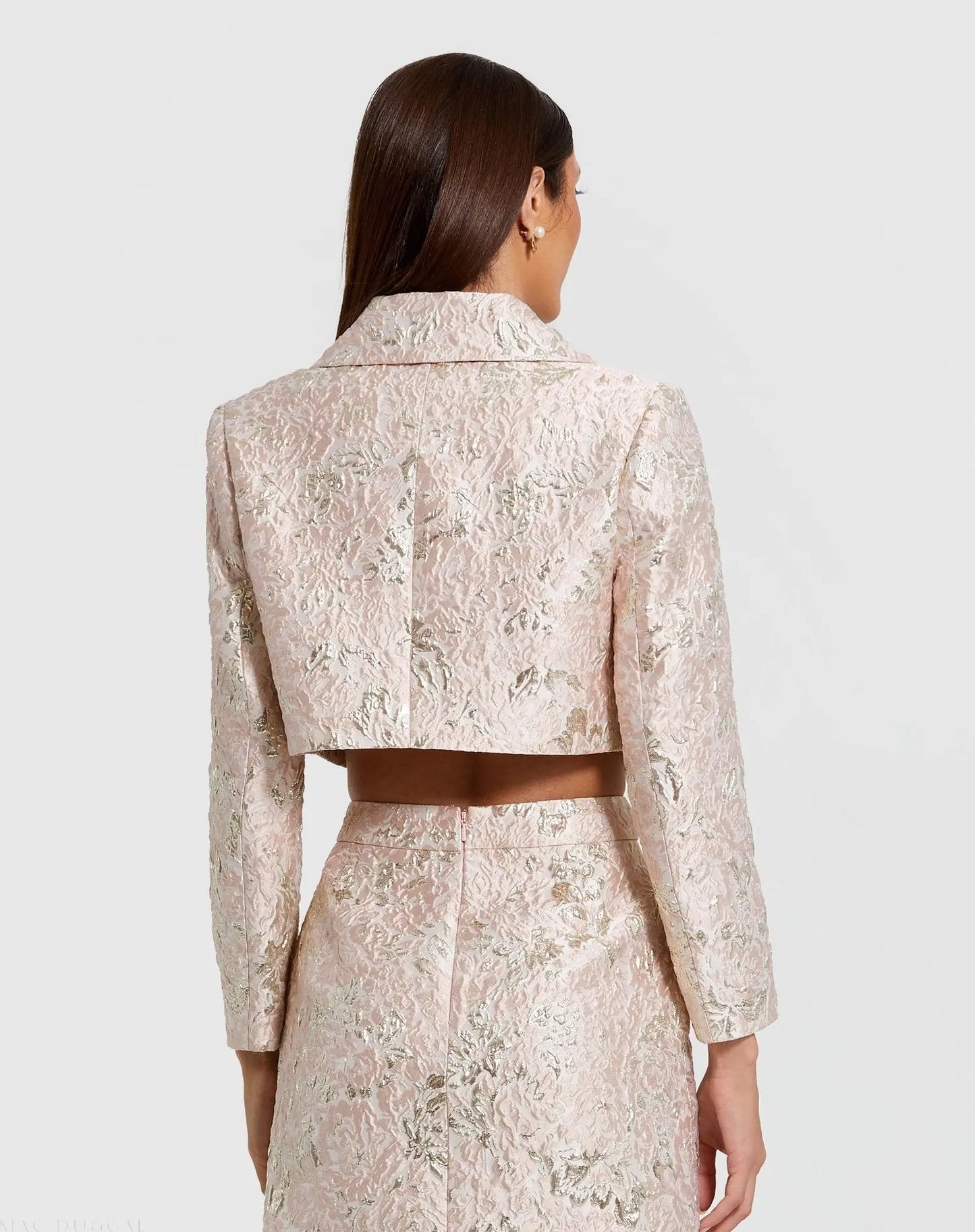 Pearl Button Brocade Cropped Jacket - Mac Duggal