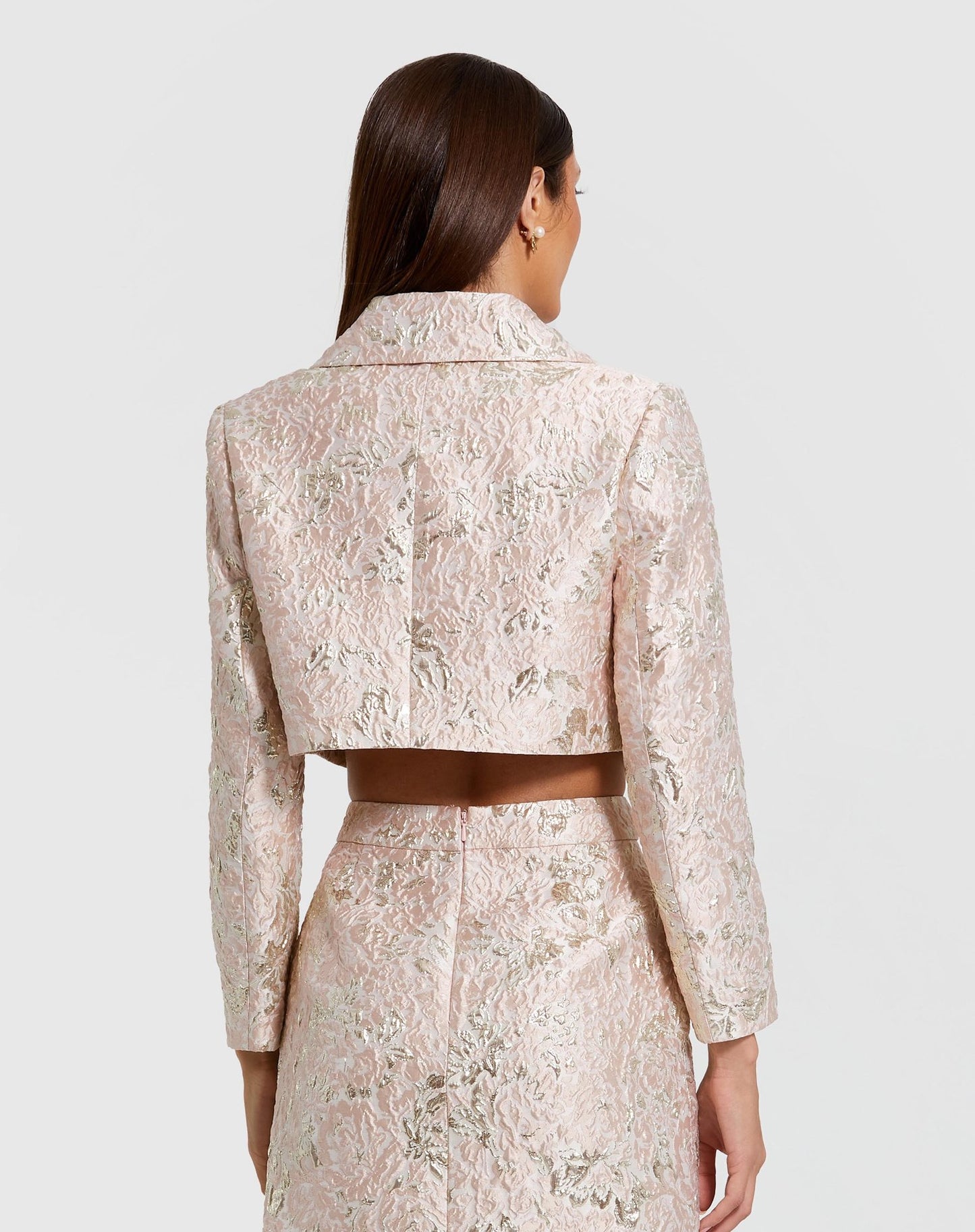 Pearl Button Brocade Cropped Jacket