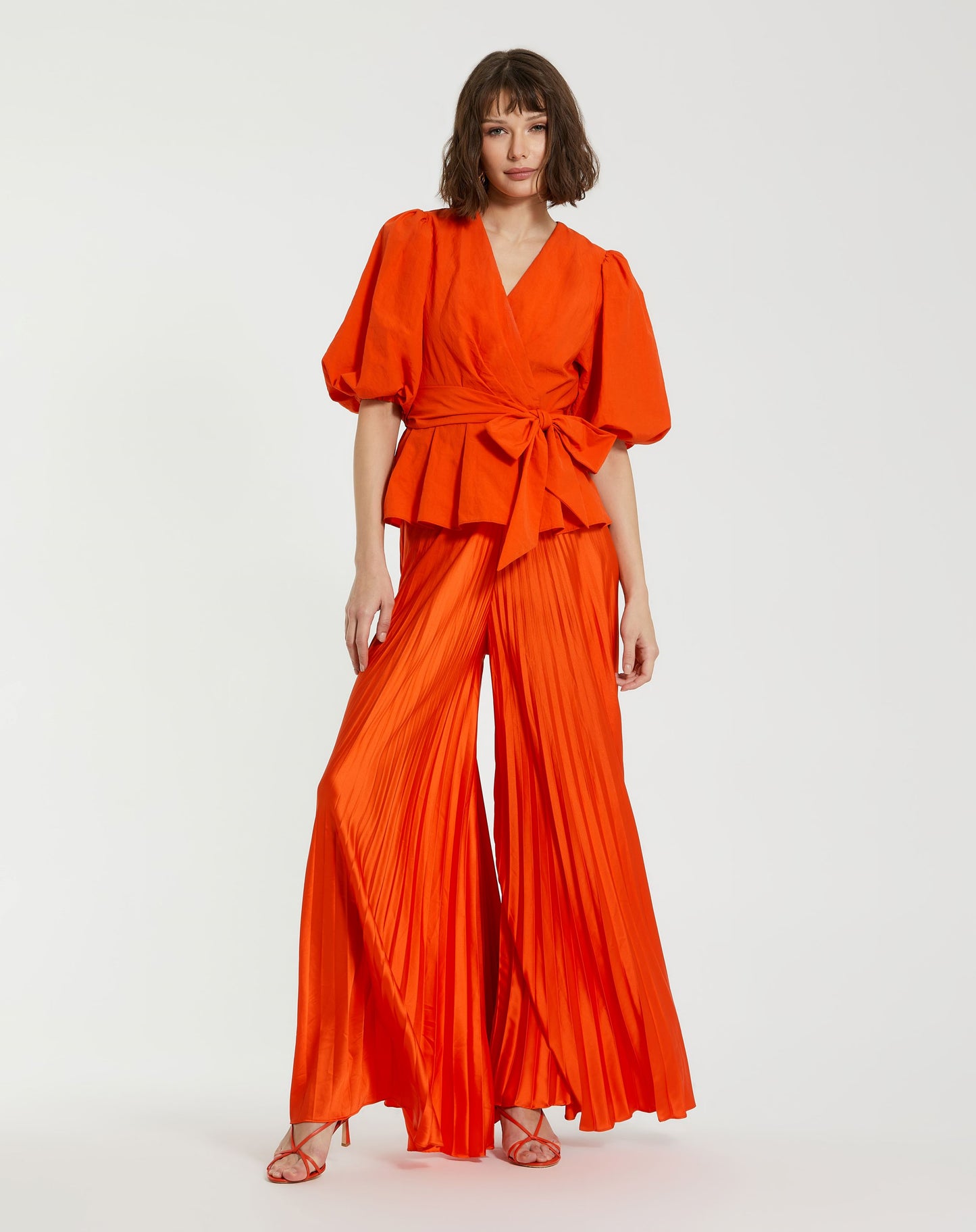 Pleated Charmeuse Wide Leg Pants