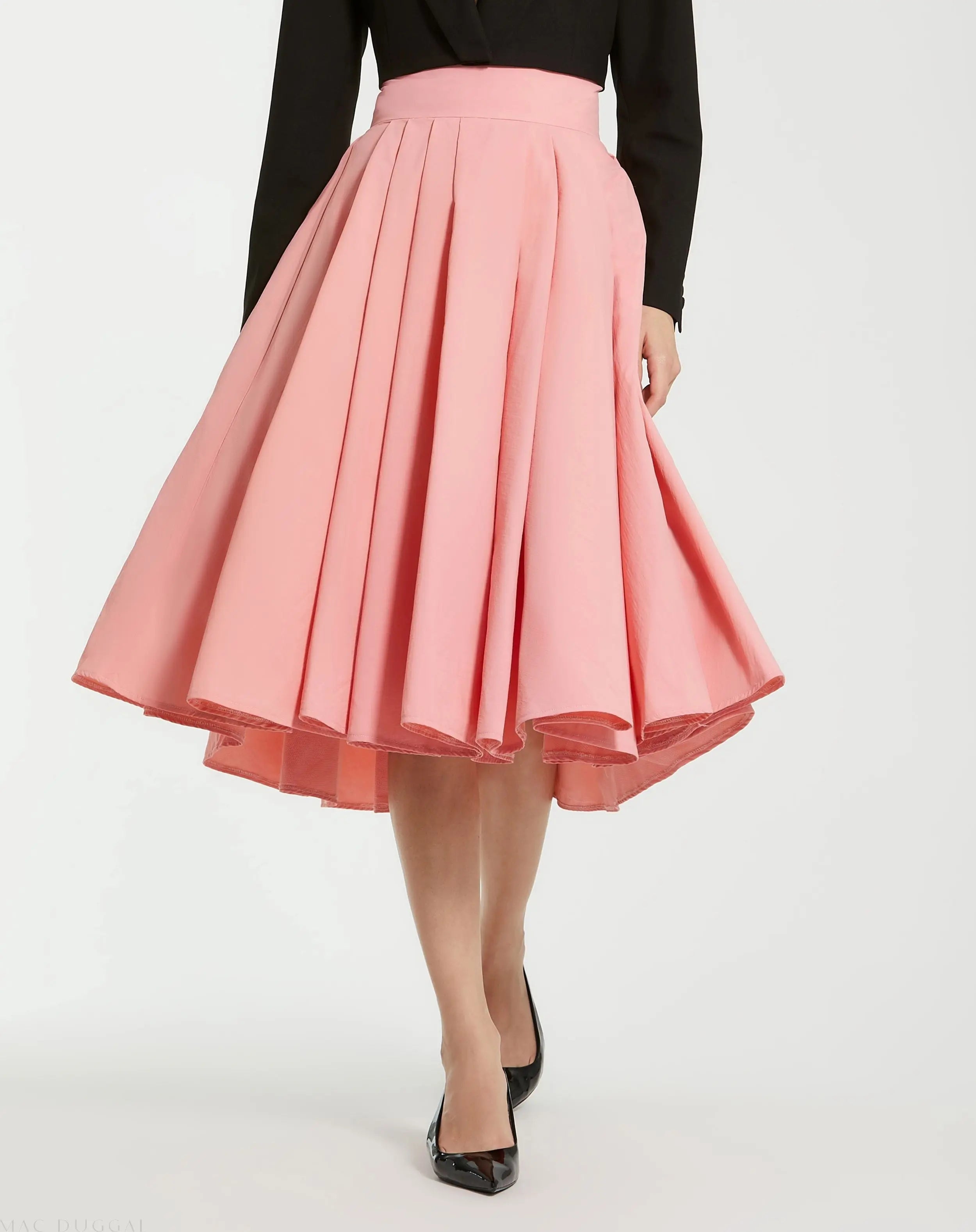 The Bubbly Pink Faille High Waisted Midi Full Circle Skirt - FINAL SALE - Mac Duggal