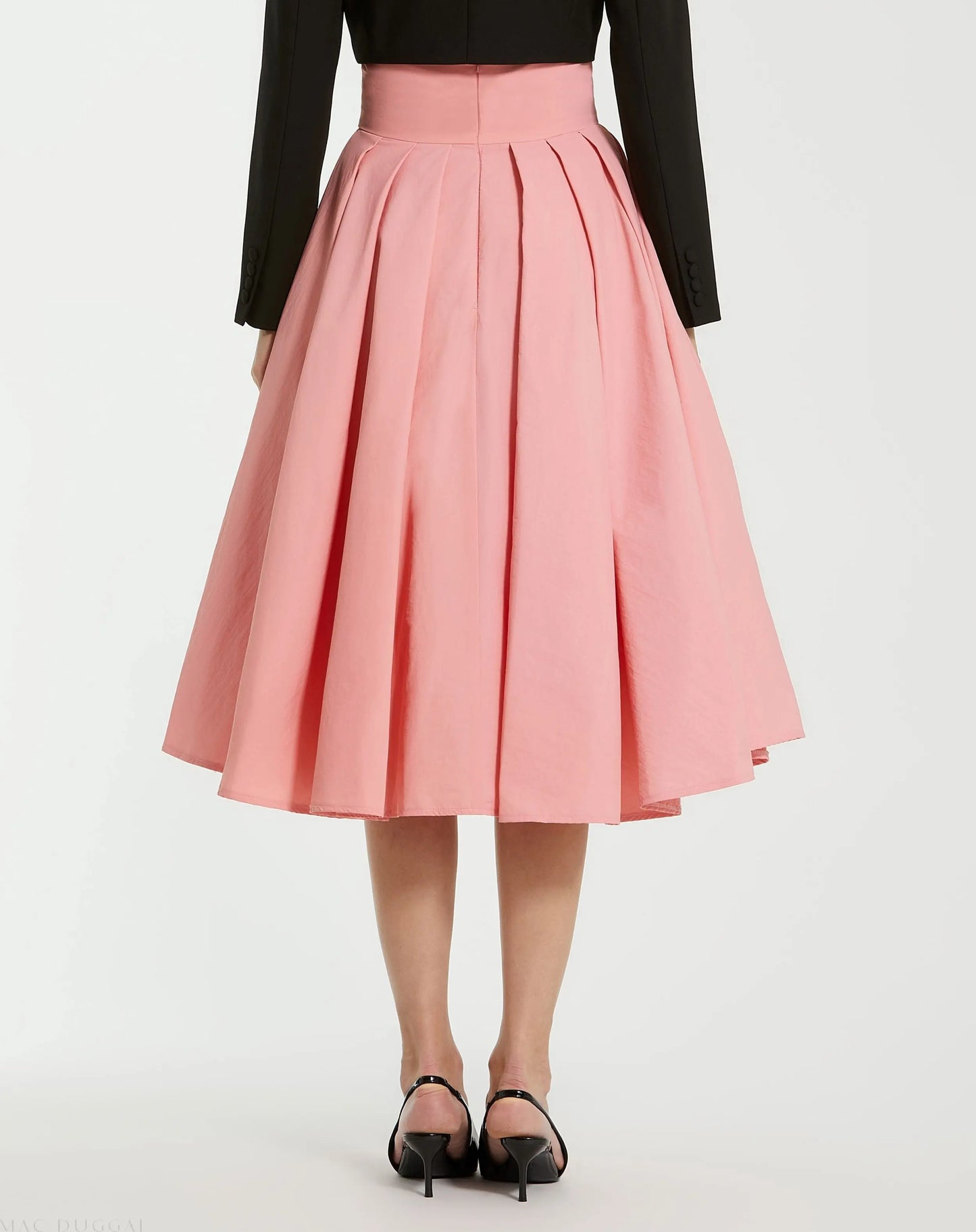 The Bubbly Pink Faille High Waisted Midi Full Circle Skirt - FINAL SALE - Mac Duggal