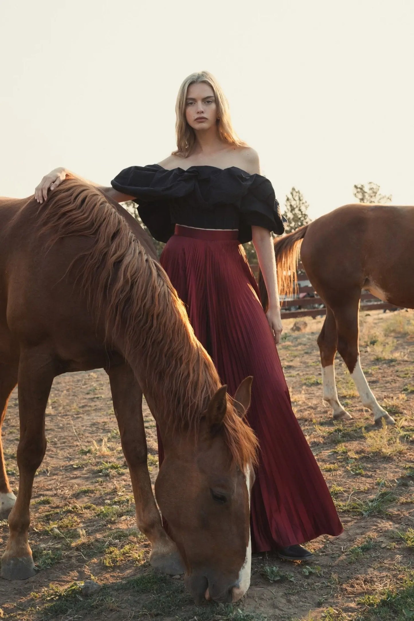 Black Faille Off The Shoulder Bustier Ruffle Top - FINAL SALE - Mac Duggal