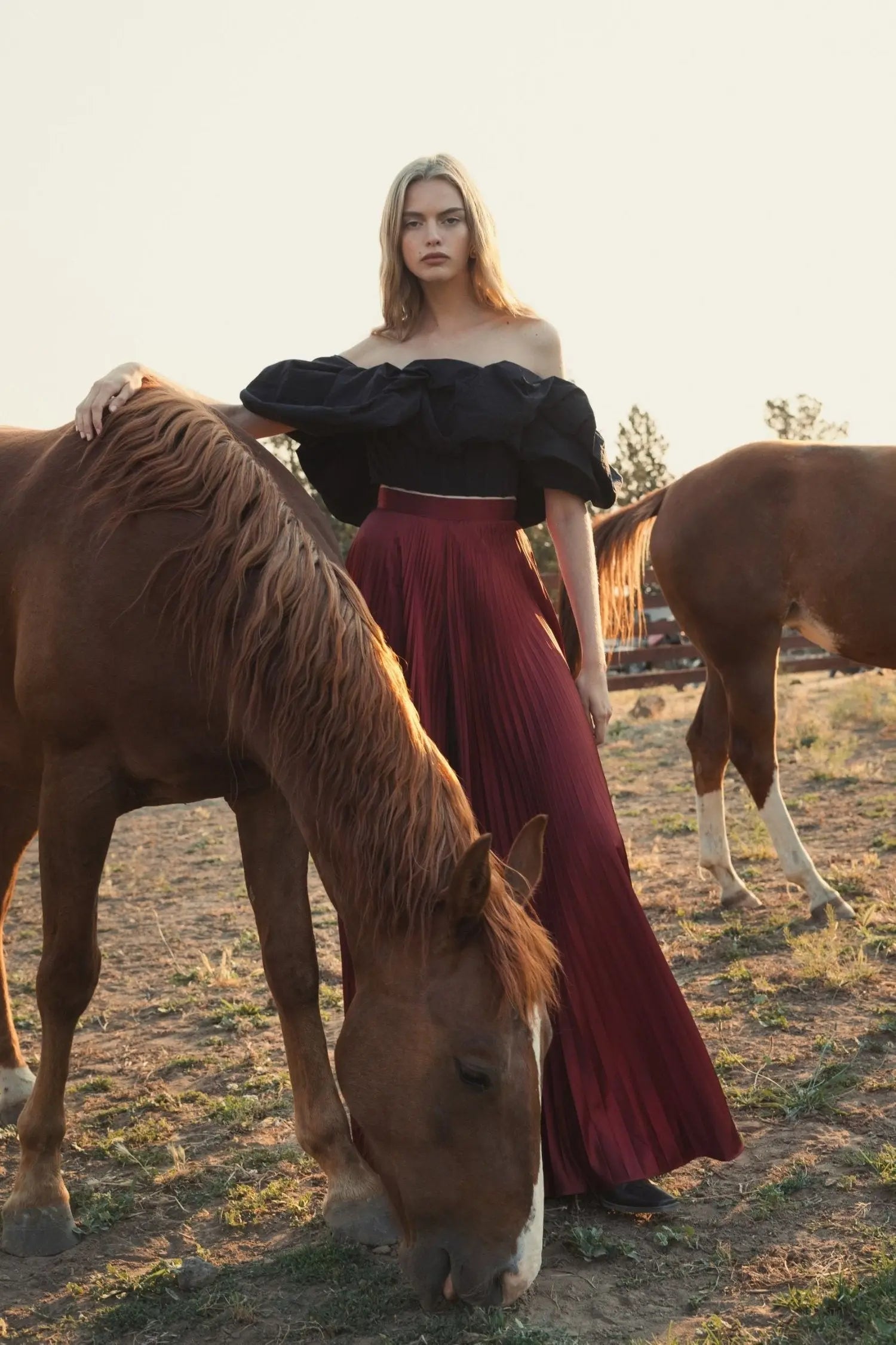 Black Faille Off The Shoulder Bustier Ruffle Top - FINAL SALE - Mac Duggal