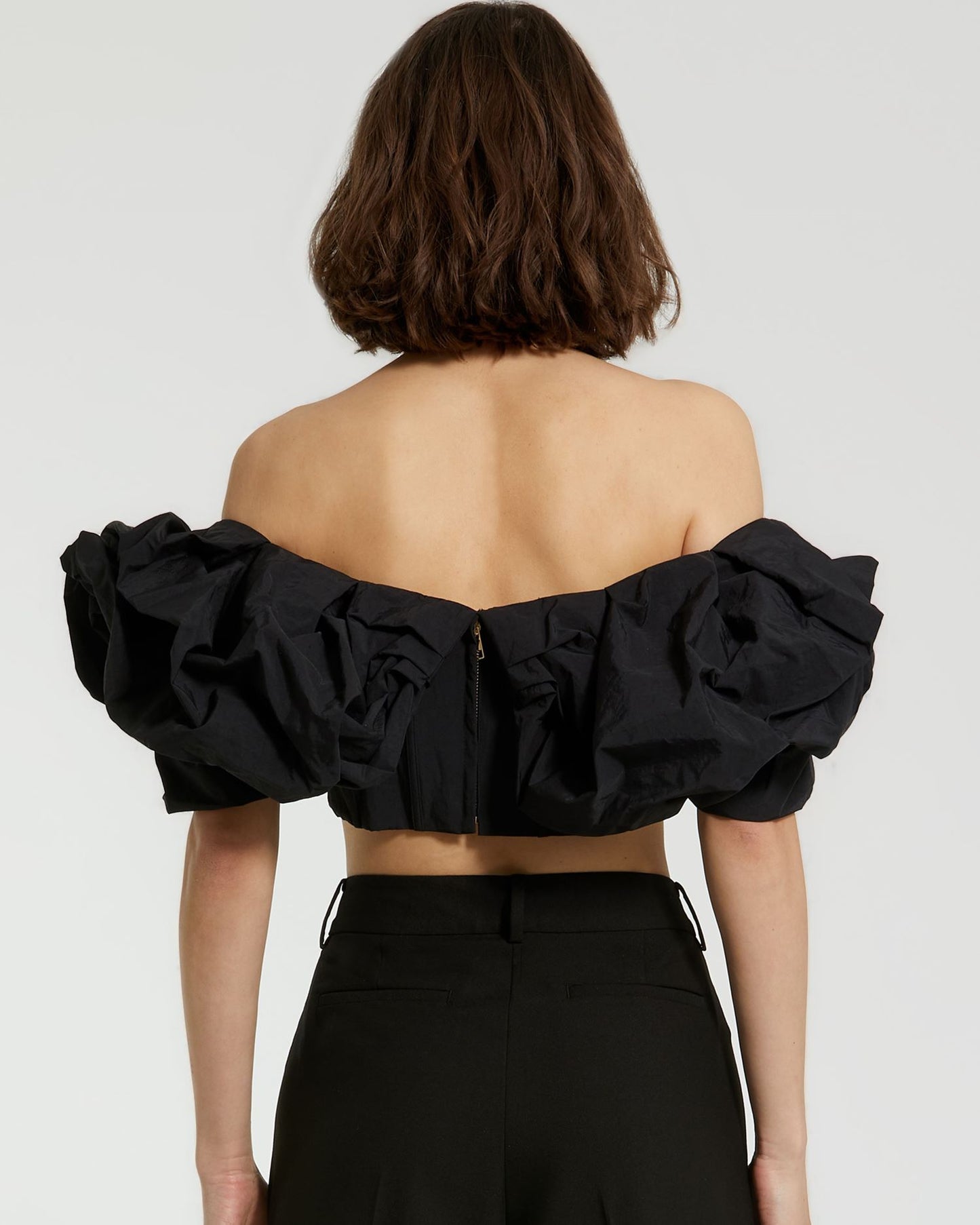 Faille Off The Shoulder Bustier Ruffle Top - FINAL SALE