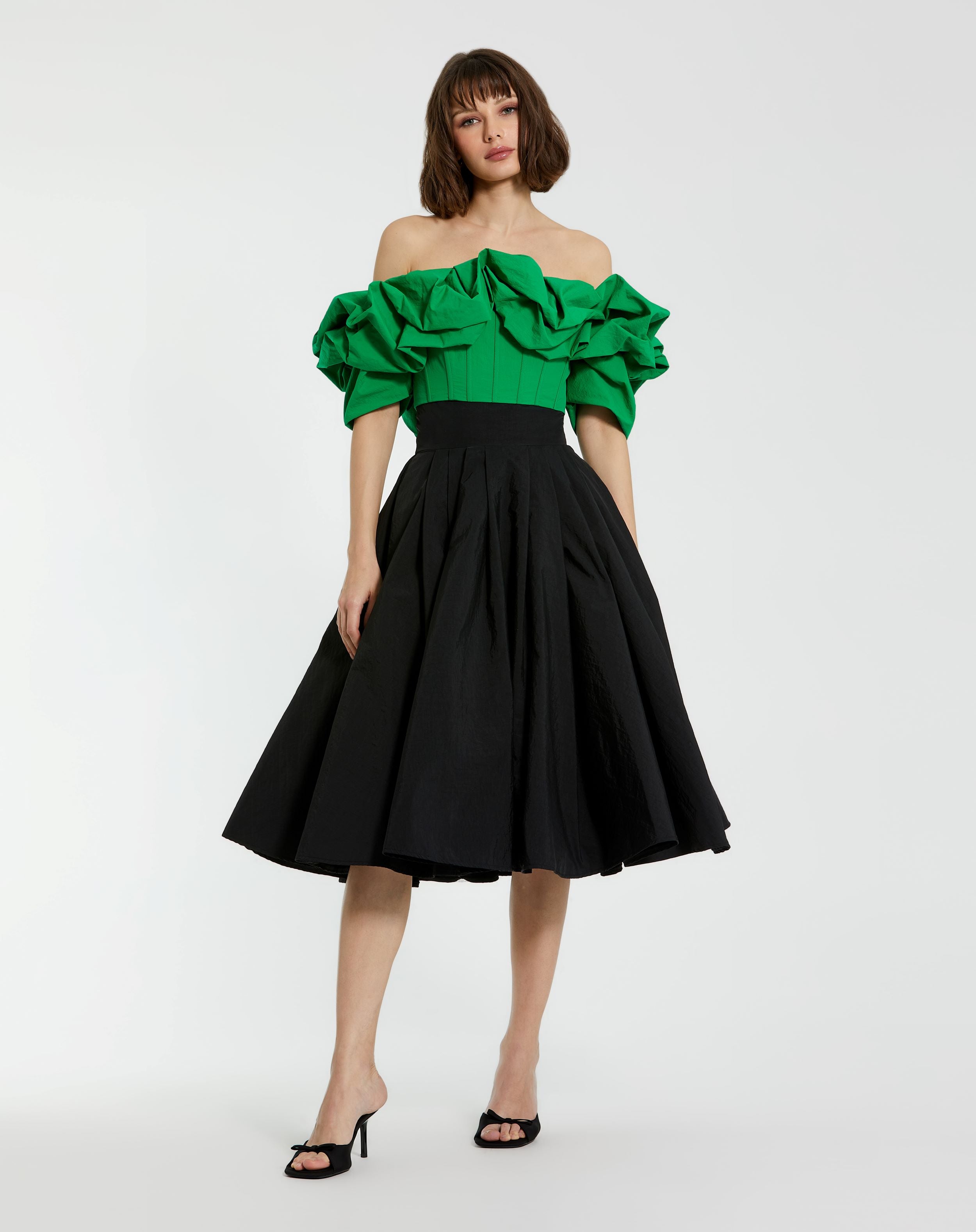 The Bubbly Faille High Waisted Midi Full Circle Skirt