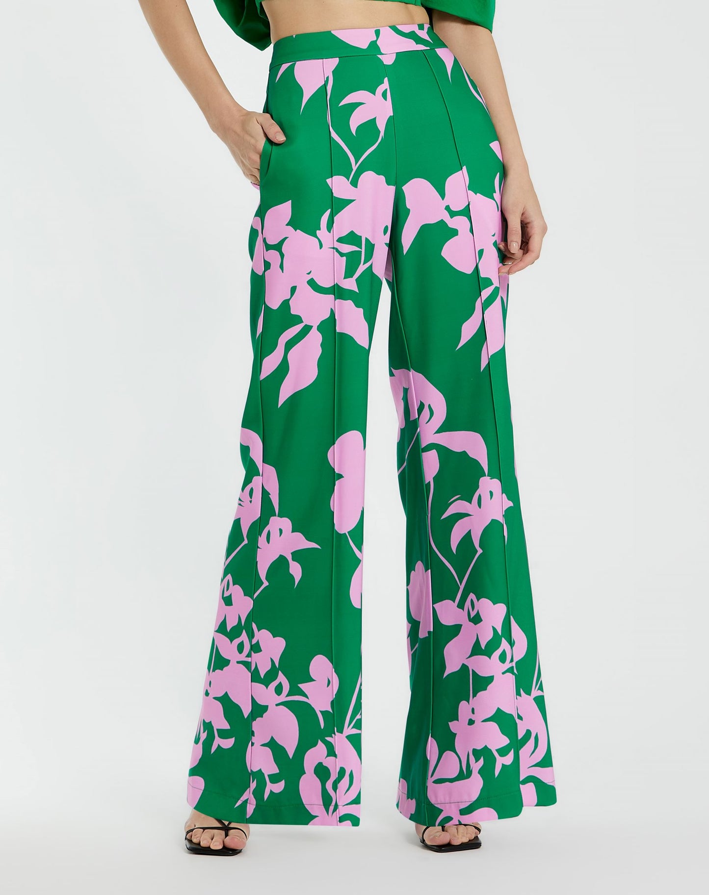 Printed High Waisted Wide Leg Trouser Pant