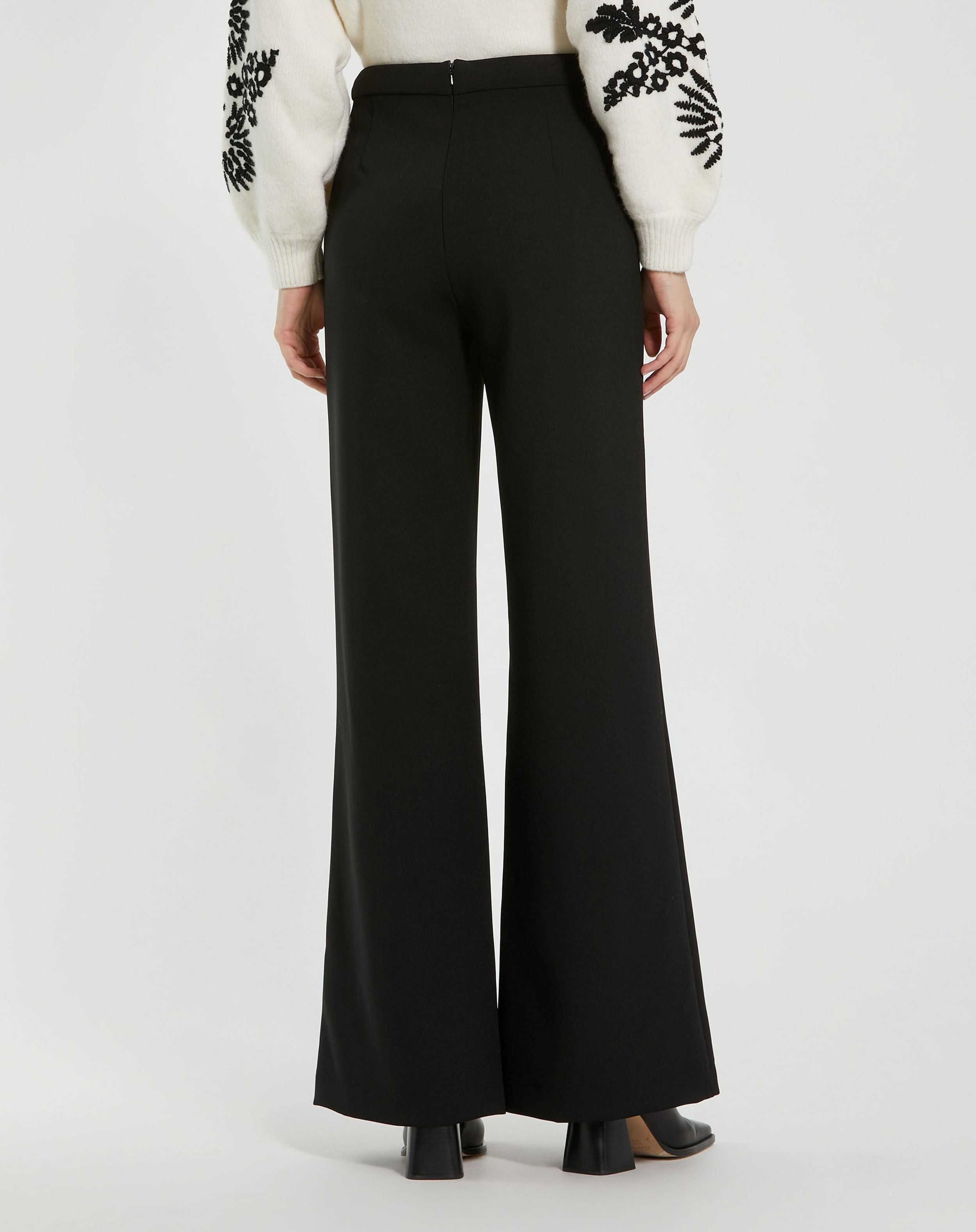 Classic Crepe Wide Leg High Waisted Trouser Pant