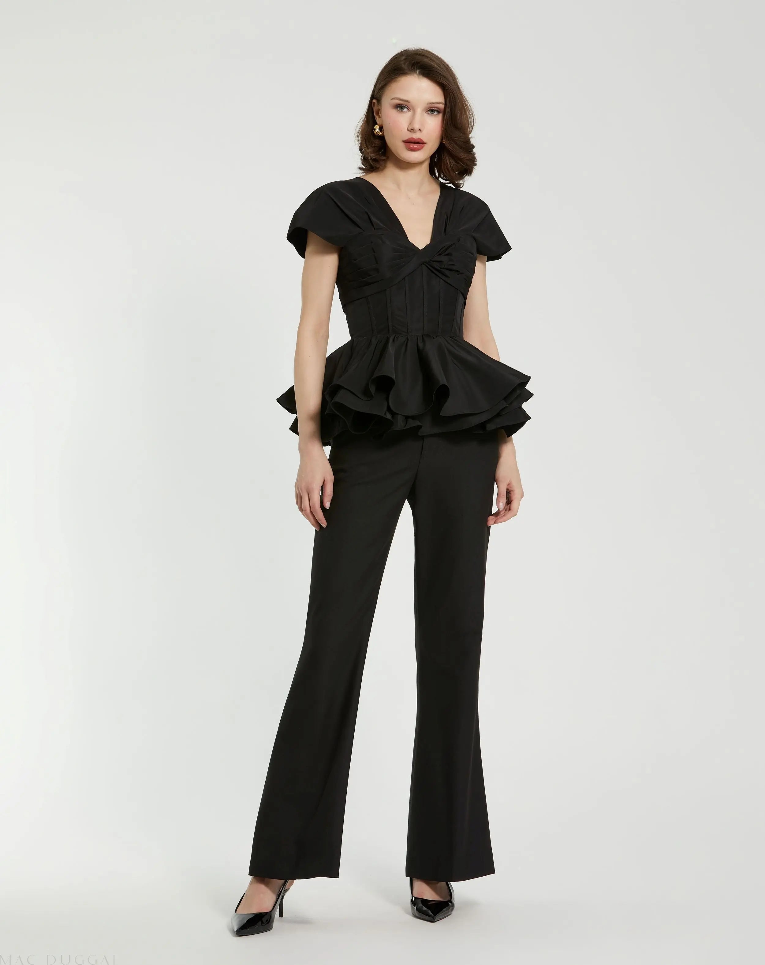 Faille Twist Bustier Peplum Top - Mac Duggal