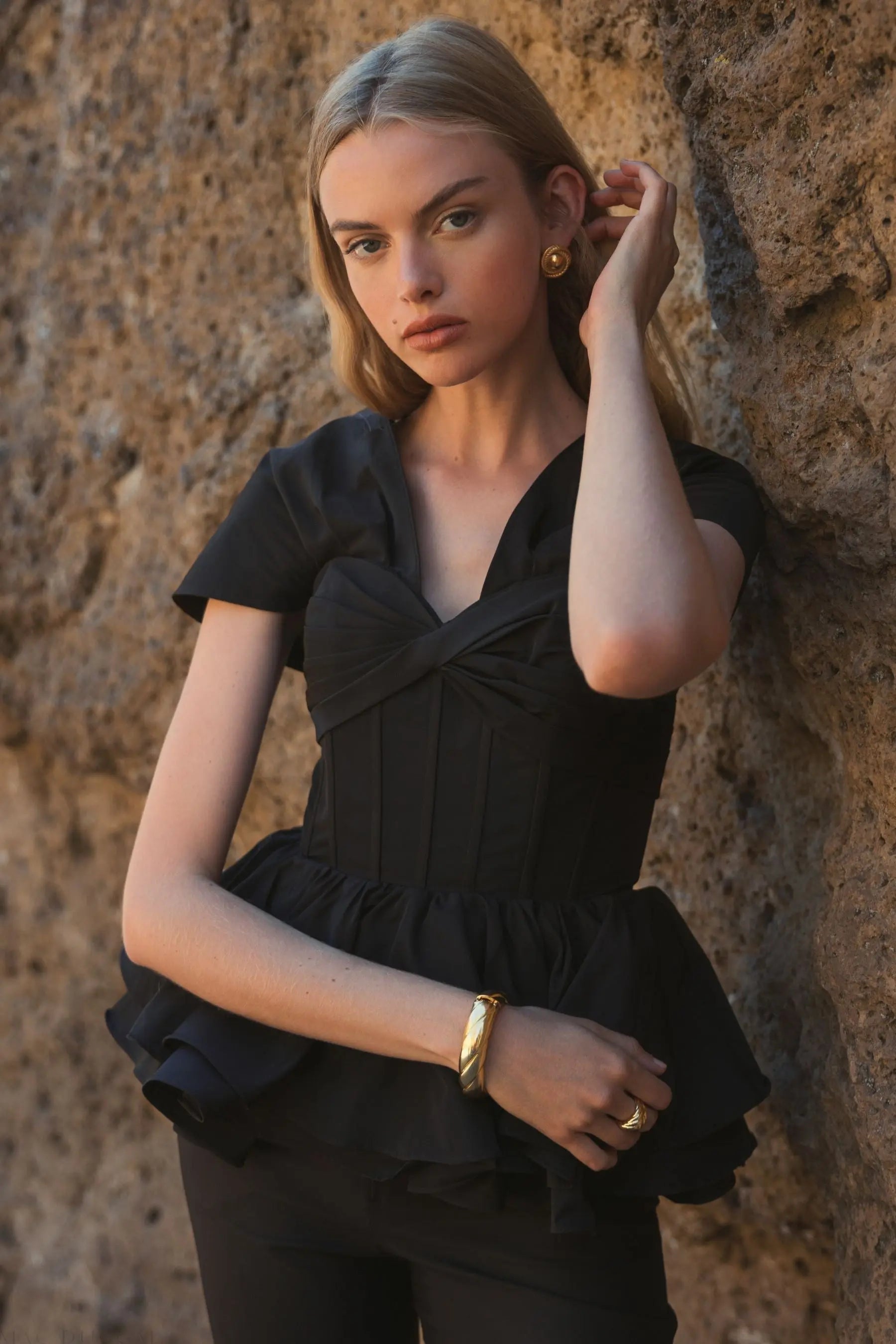 Faille Twist Bustier Peplum Top - Mac Duggal