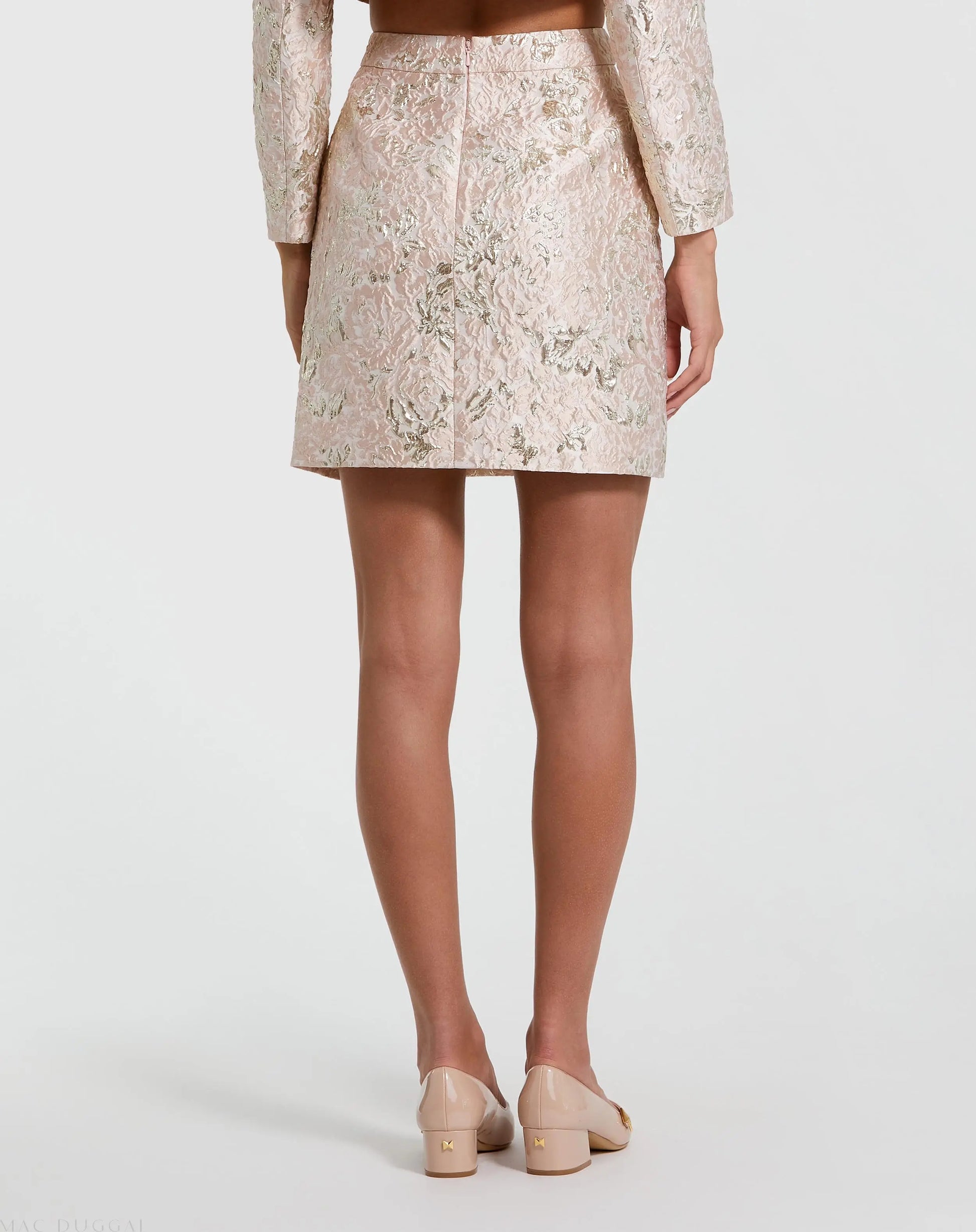 Pink Brocade Mini Skirt - Mac Duggal