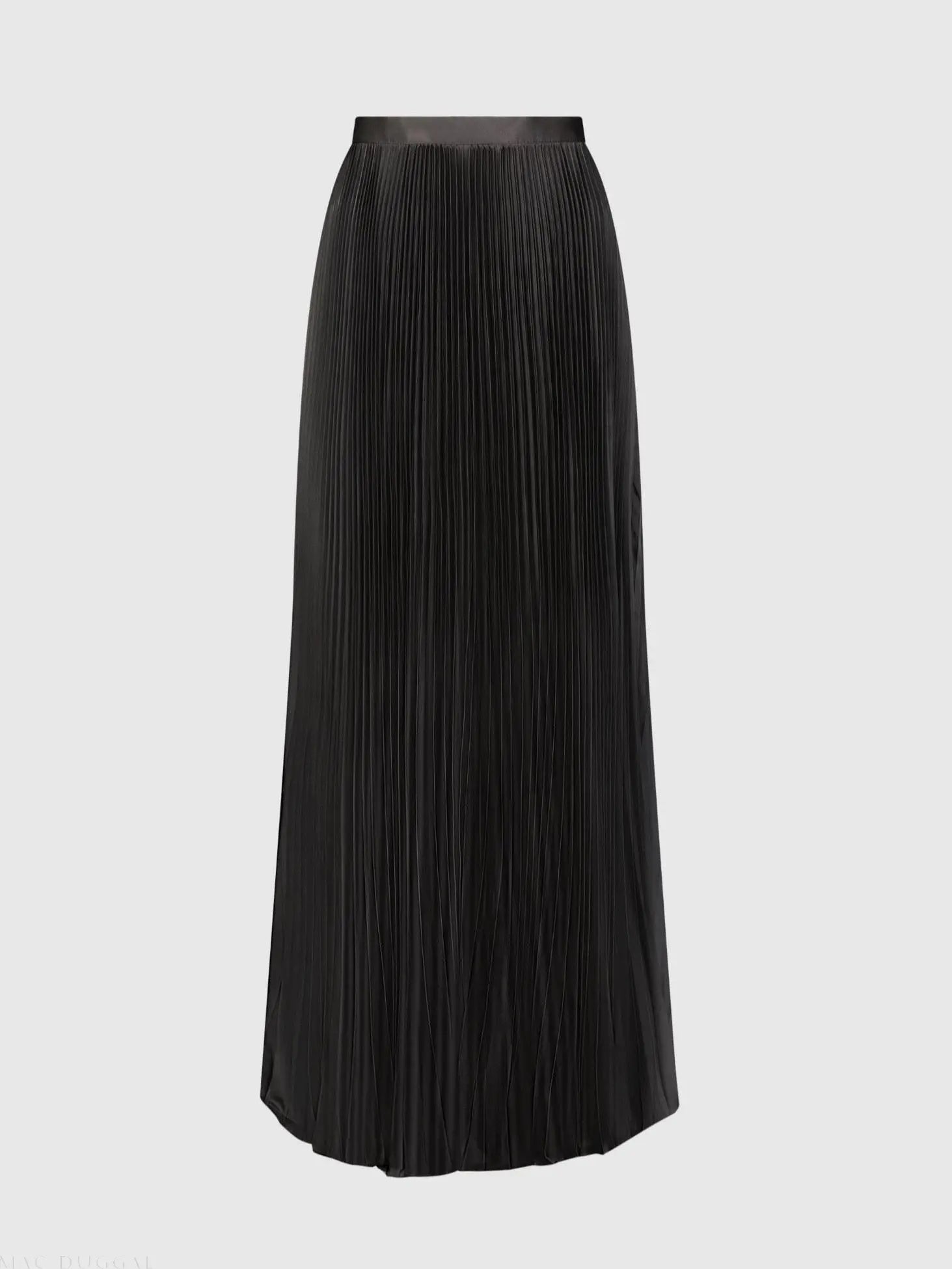 Black Ankle Length Satin Pleated Skirt - Mac Duggal