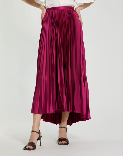 Pleated Satin Maxi Skirt