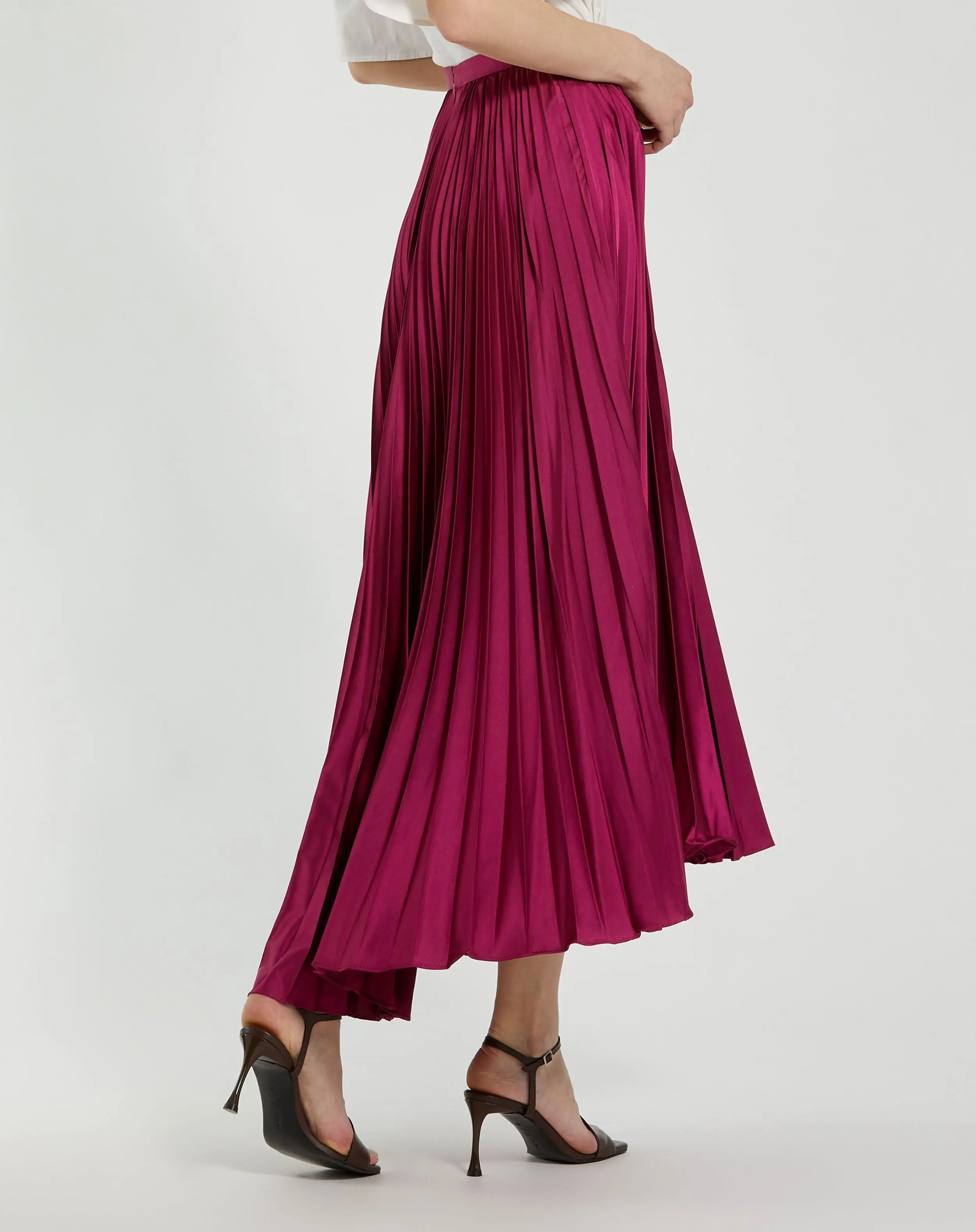 Pleated Satin Maxi Skirt - Mac Duggal