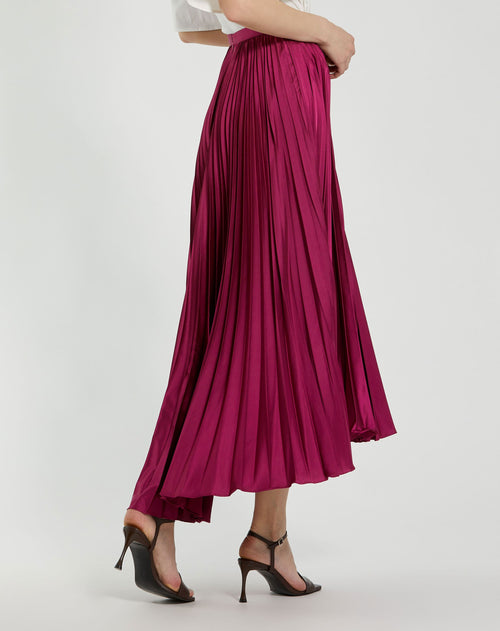 Pleated Satin Maxi Skirt