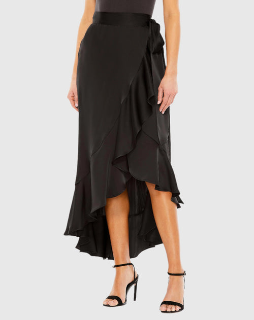 Satin Hi-Low Evening Wrap Skirt-Final Sale