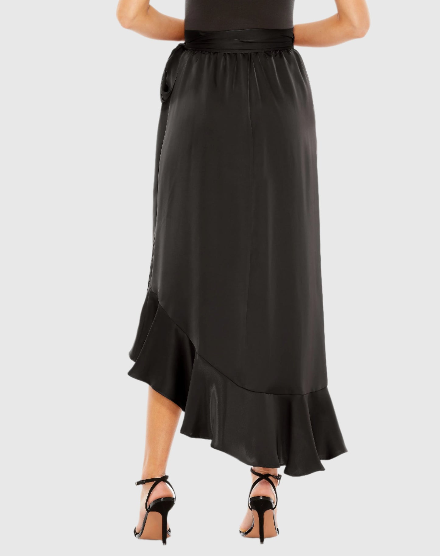 Satin Hi-Low Evening Wrap Skirt