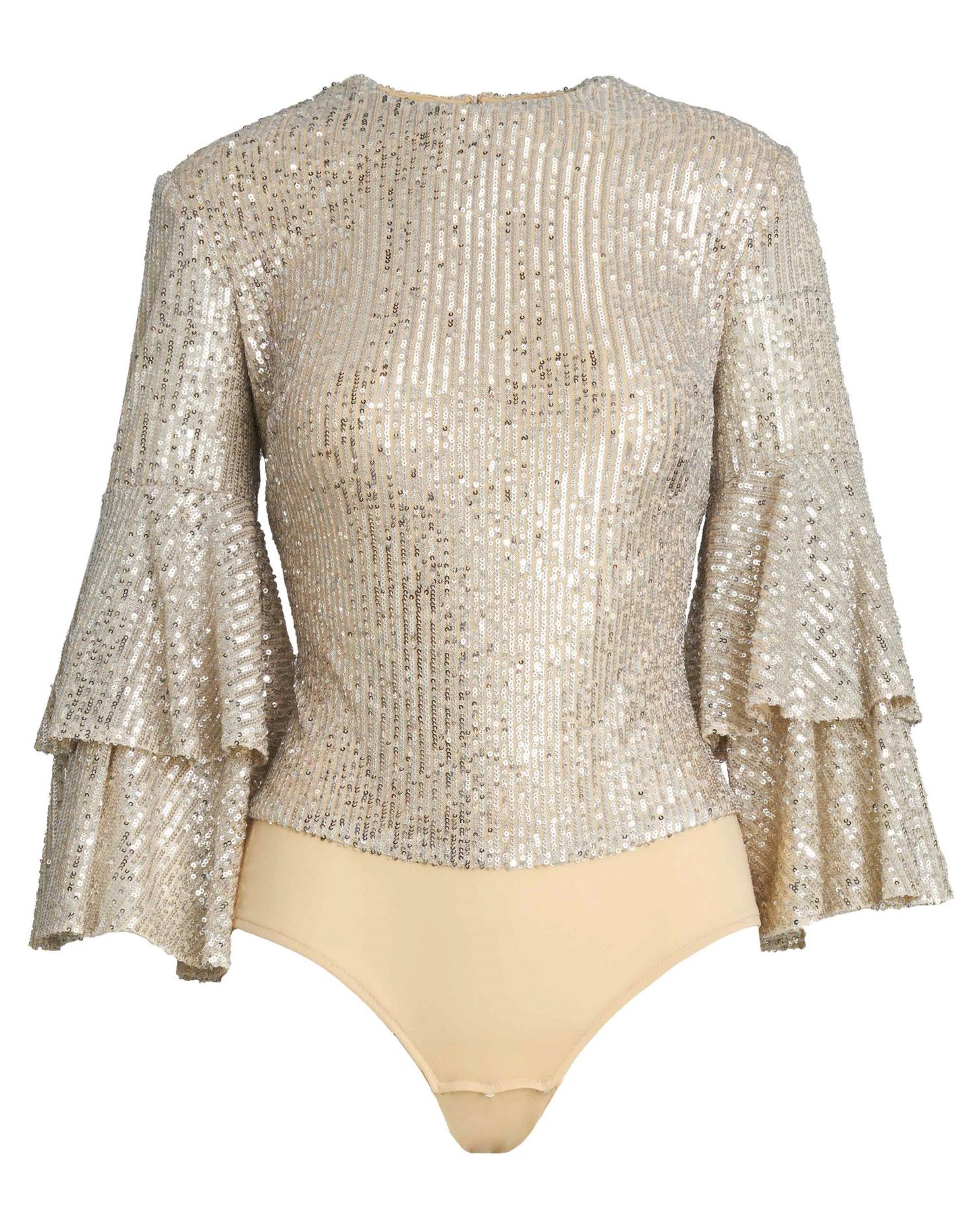 Ruffle 3/4 Sleeve Sequin Bodysuit - FINAL SALE