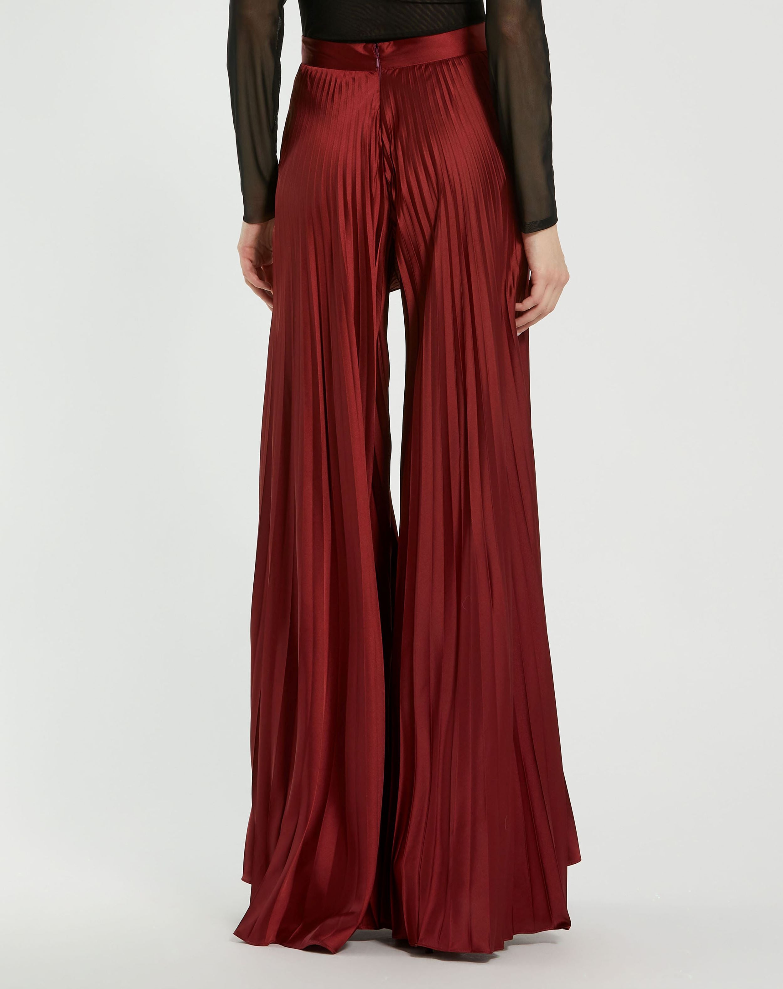 Pleated Charmeuse Wide Leg Pants