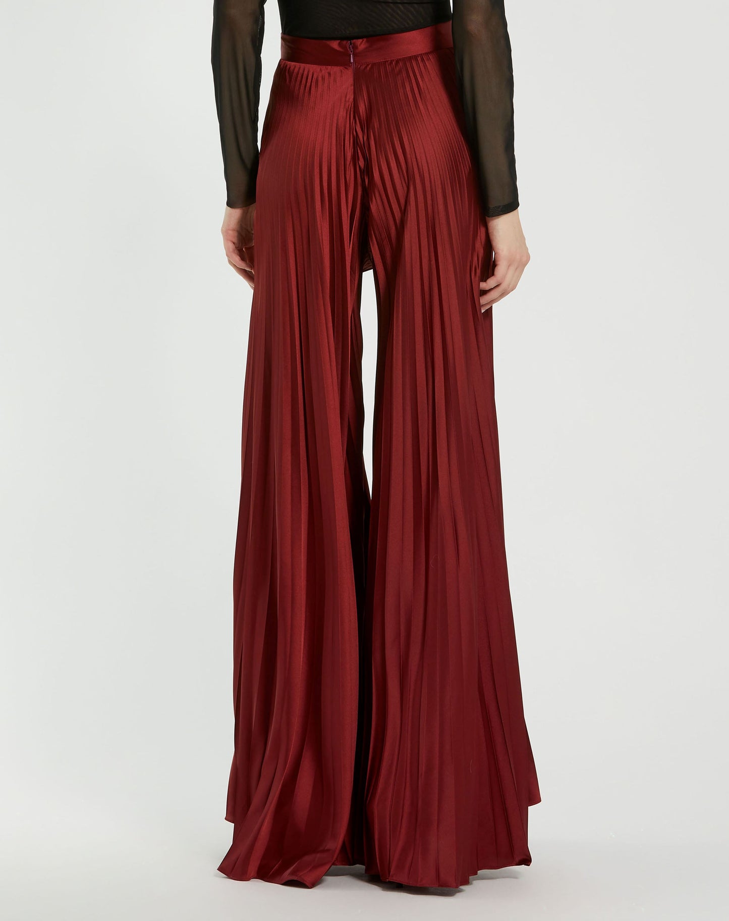 Pleated Charmeuse Wide Leg Pants - Mac Duggal