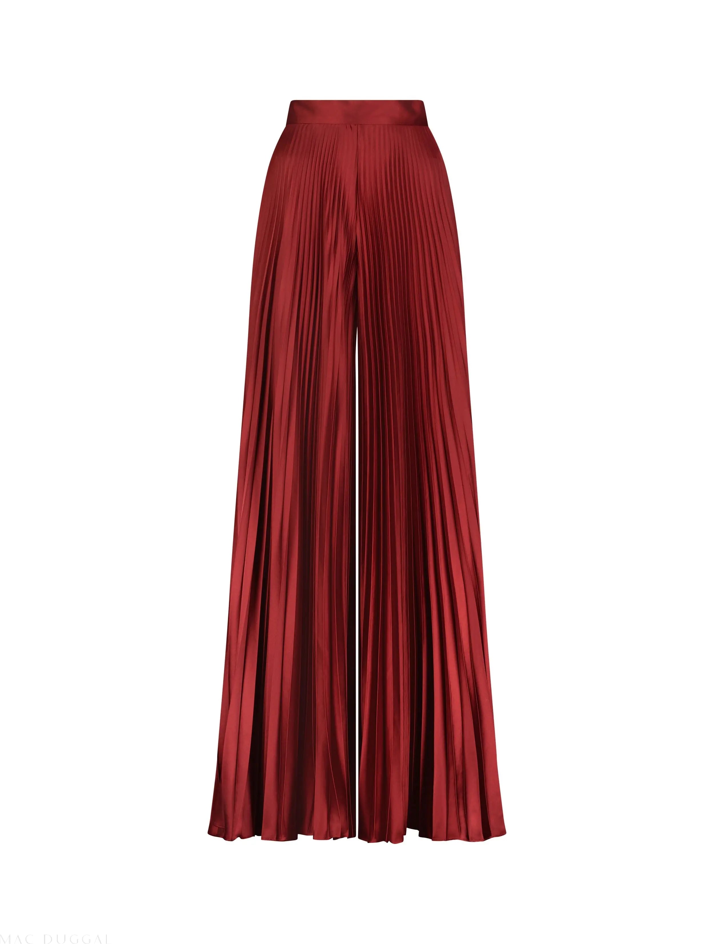 Pleated Charmeuse Wide Leg Pants - Mac Duggal