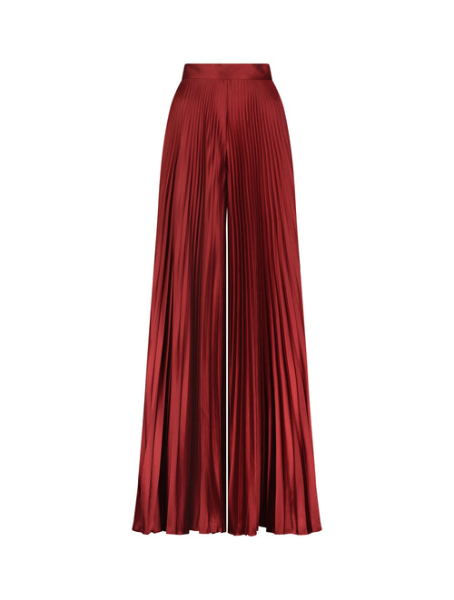 Pleated Charmeuse Wide Leg Pants