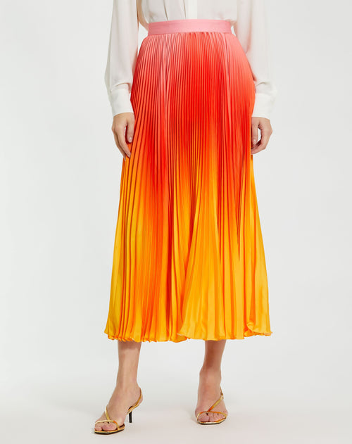 Pleated Charmeuse Ombre Maxi Skirt - FINAL SALE