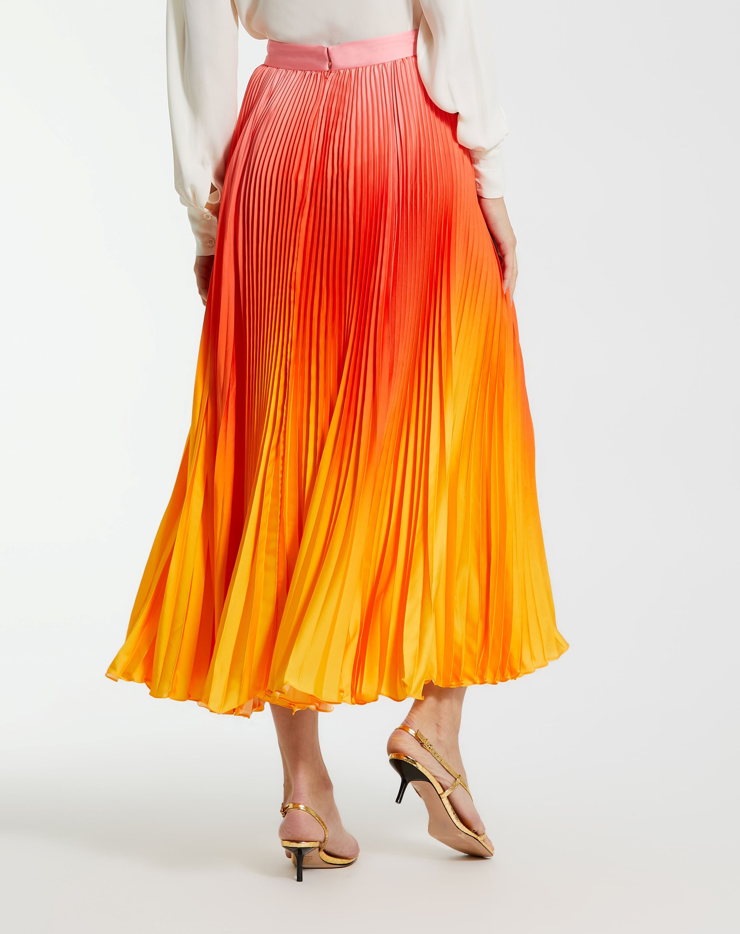 Pleated Charmeuse Ombre Maxi Skirt