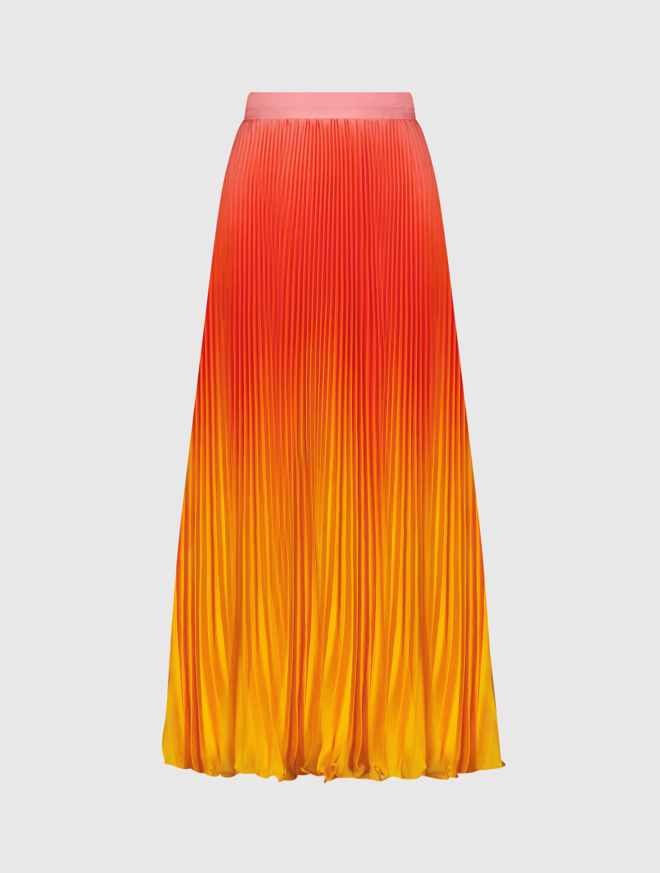 Pleated Charmeuse Ombre Maxi Skirt